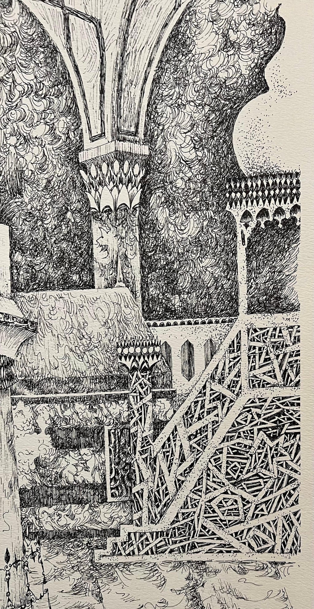 Machpela Cave Chevron 1969 Israeli Judaica Lithograph Baruch Nachshon Chabad Art