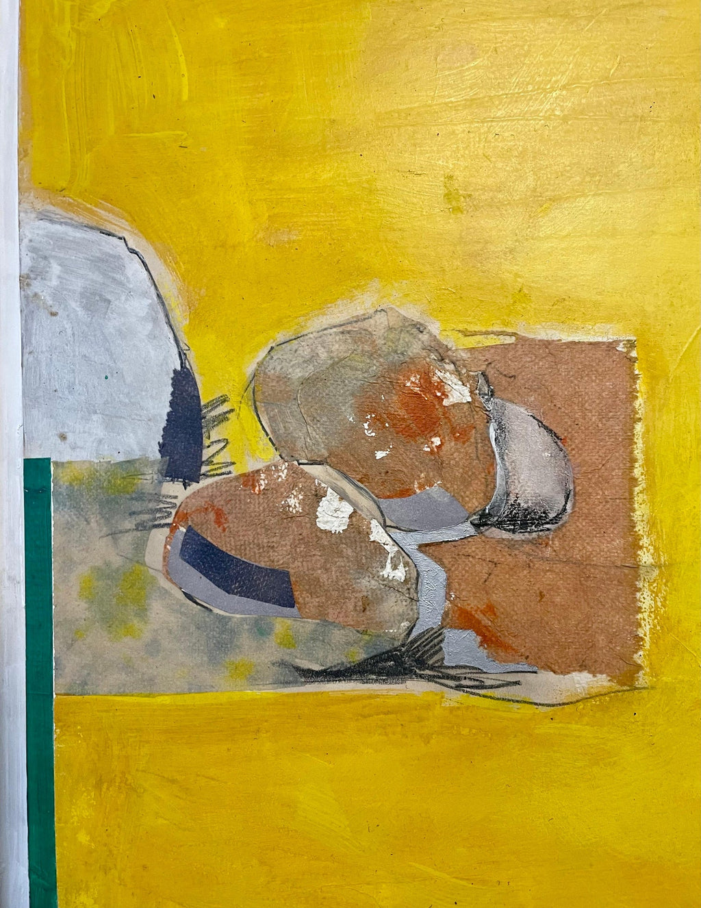 1970 Mod Surrealist Painting Collage David Hare Abstract Landscape Summer Land