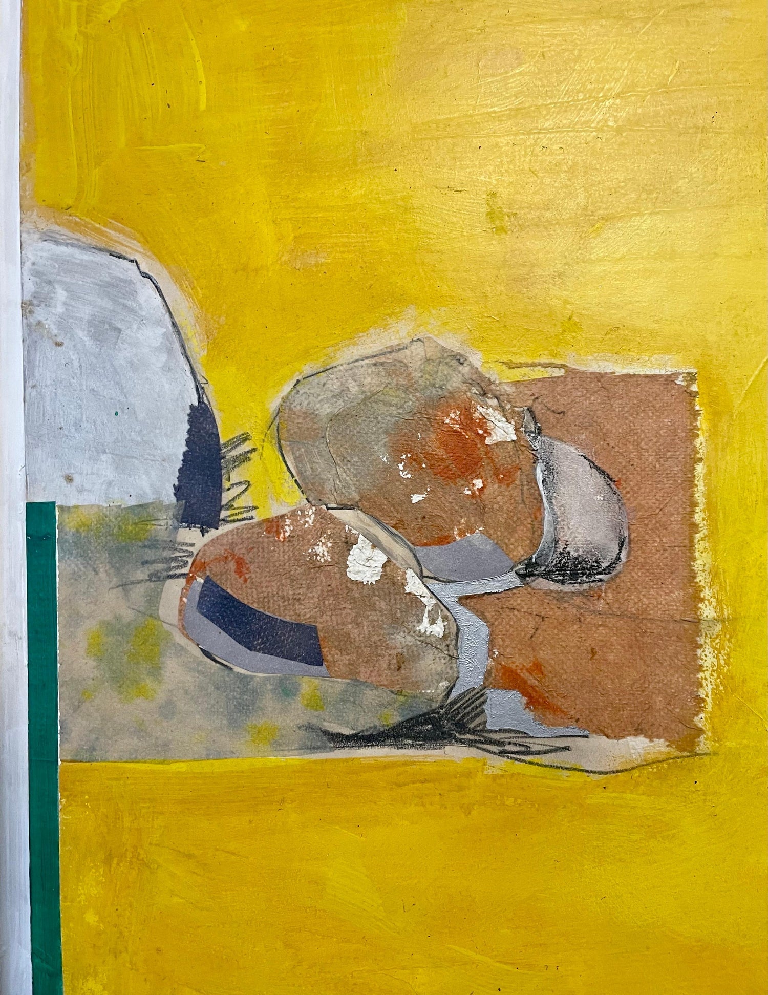 1970 Mod Surrealist Painting Collage David Hare Abstract Landscape Summer Land