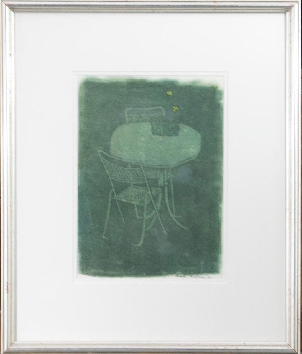 Monotype Print Painting Garden Scene Table Chair Joseph Solman American Art WPA