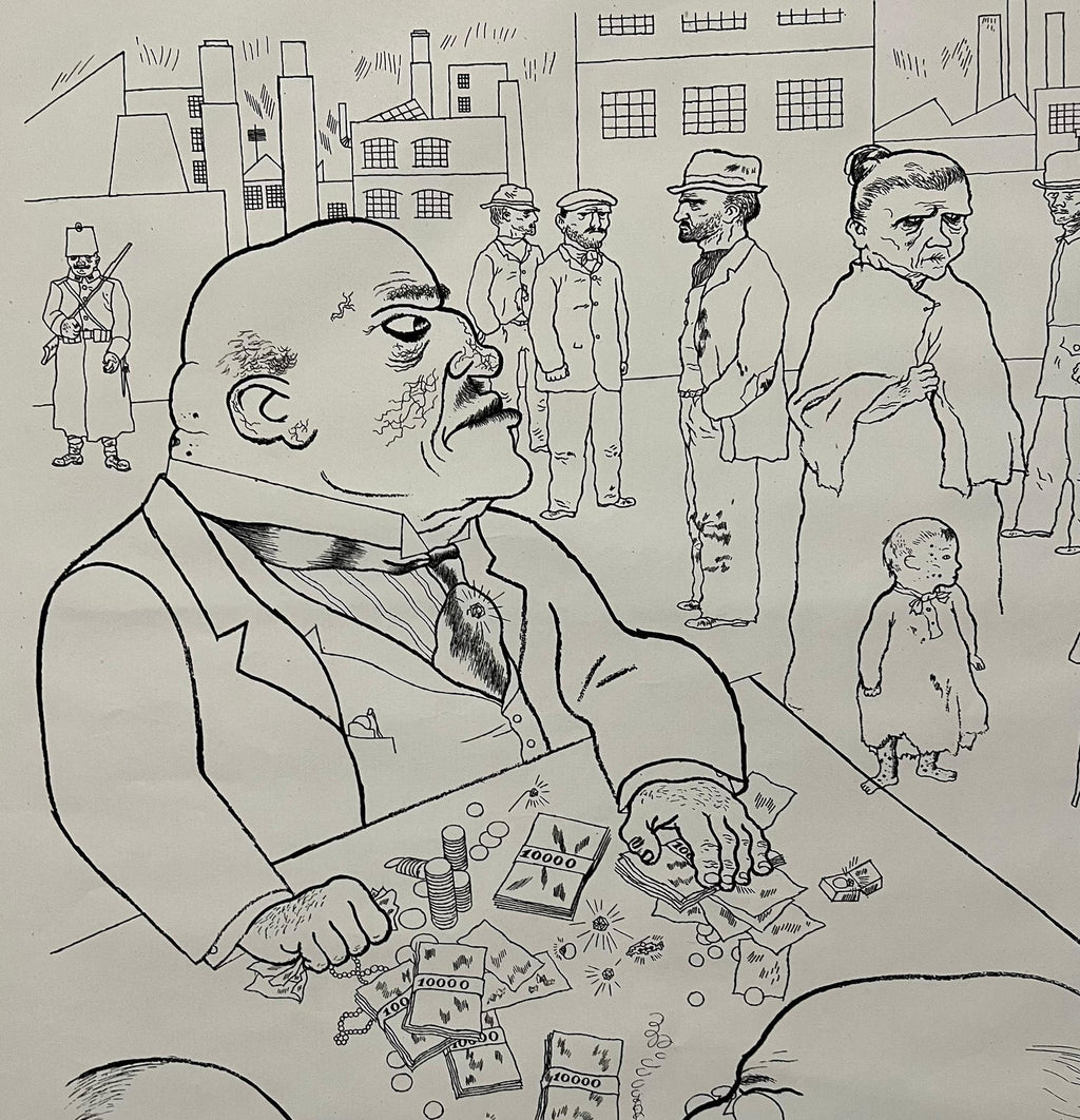 Large George Grosz 1923 Lithograph Die Rauber German Expressionism WPA Realism