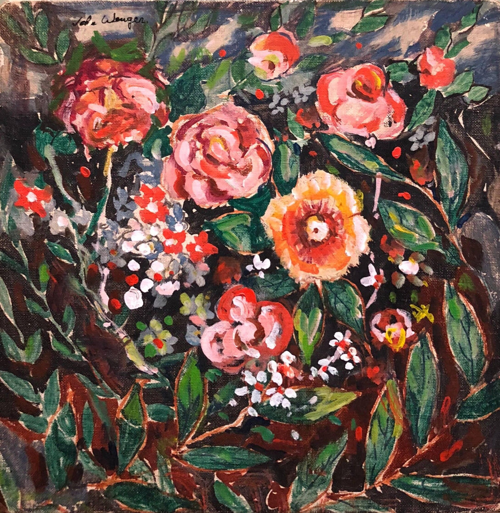Wild Flowers Vibrant Colorful Modernist Oil Painting
