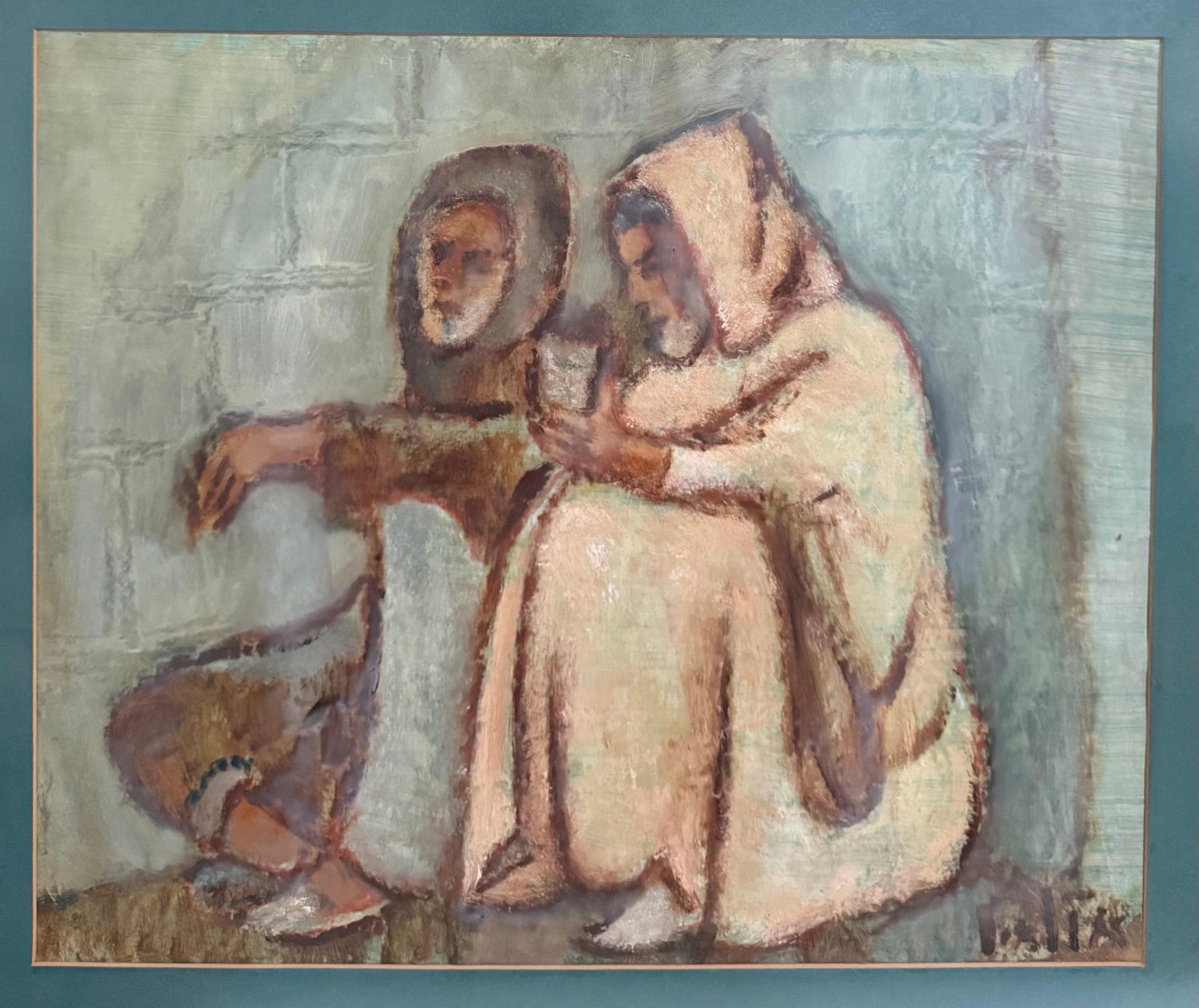 Middle Eastern Men Oil Painting Austrian Israeli Modernist Tel Aviv Museum