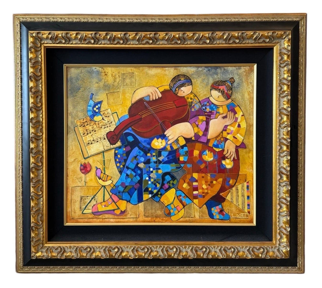 Large Colorful Music Notes Israeli Modernist Oil Painting Dorit Levi Musical Art