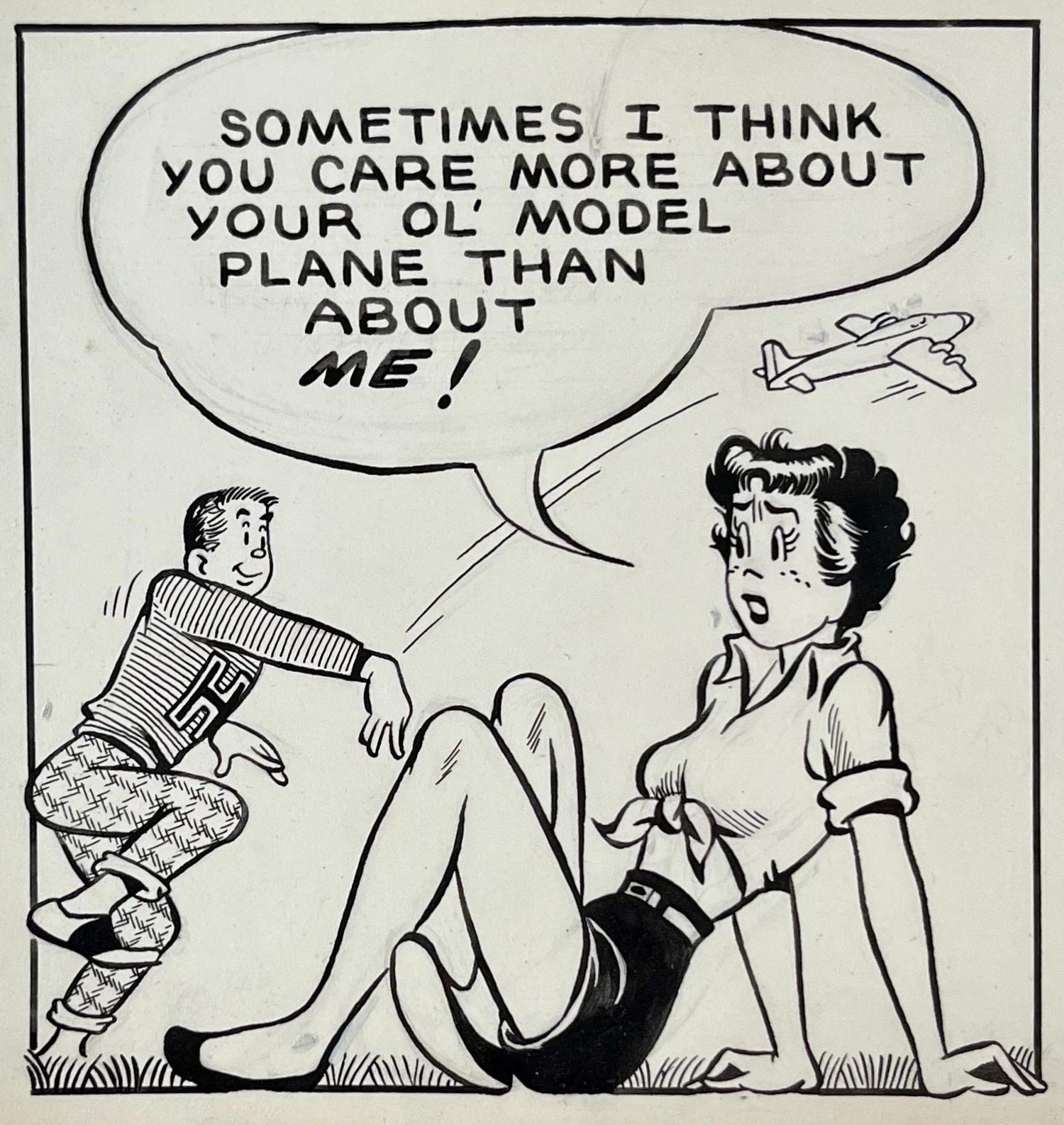 Rare 1950s Vintage Syndicated Ink Drawing Cartoon Strip Susie Q Smith Comic Art