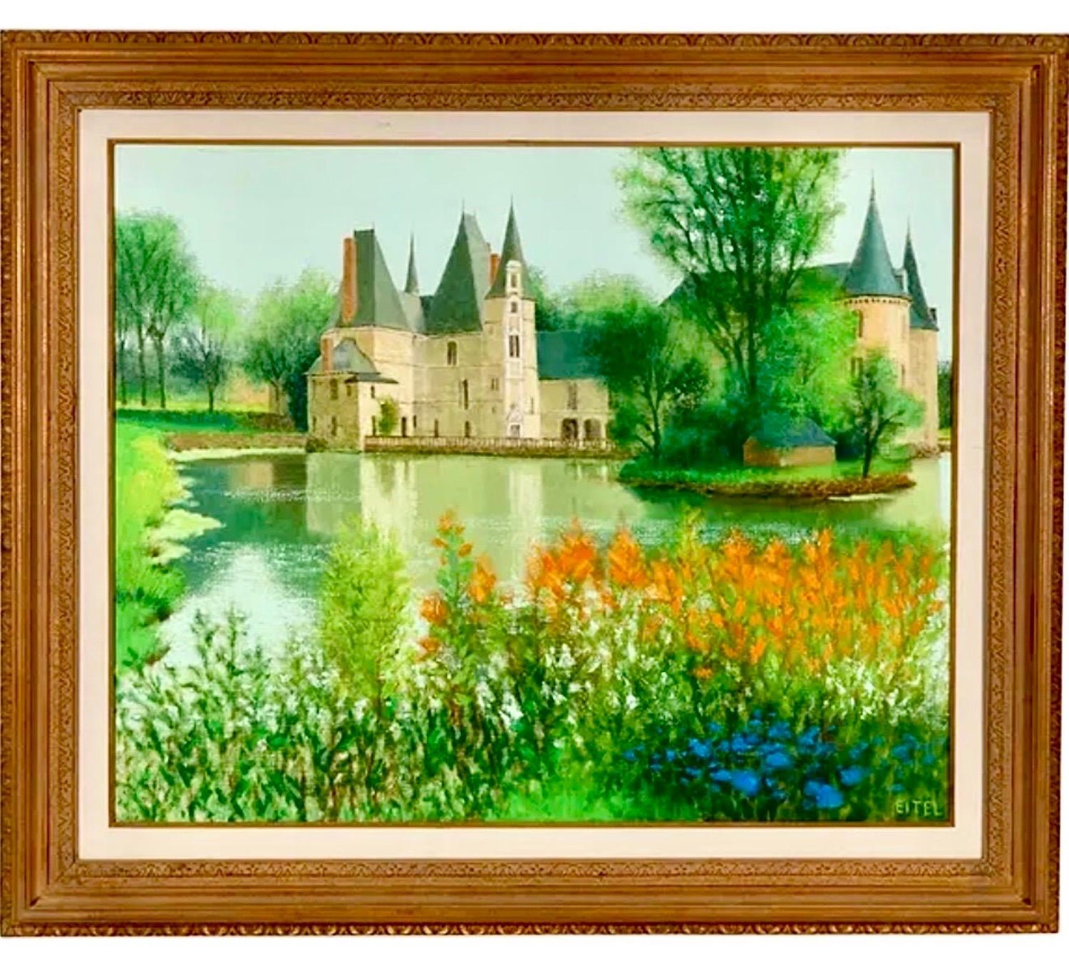 Large French Oil Painting Chateau Jacques Eitel