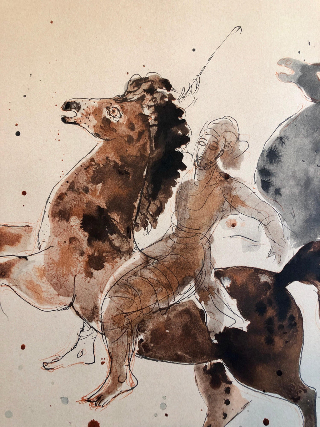 Modern Israeli Lithograph Reuven Rubin Views Of Israel Judaica Horses, Riders