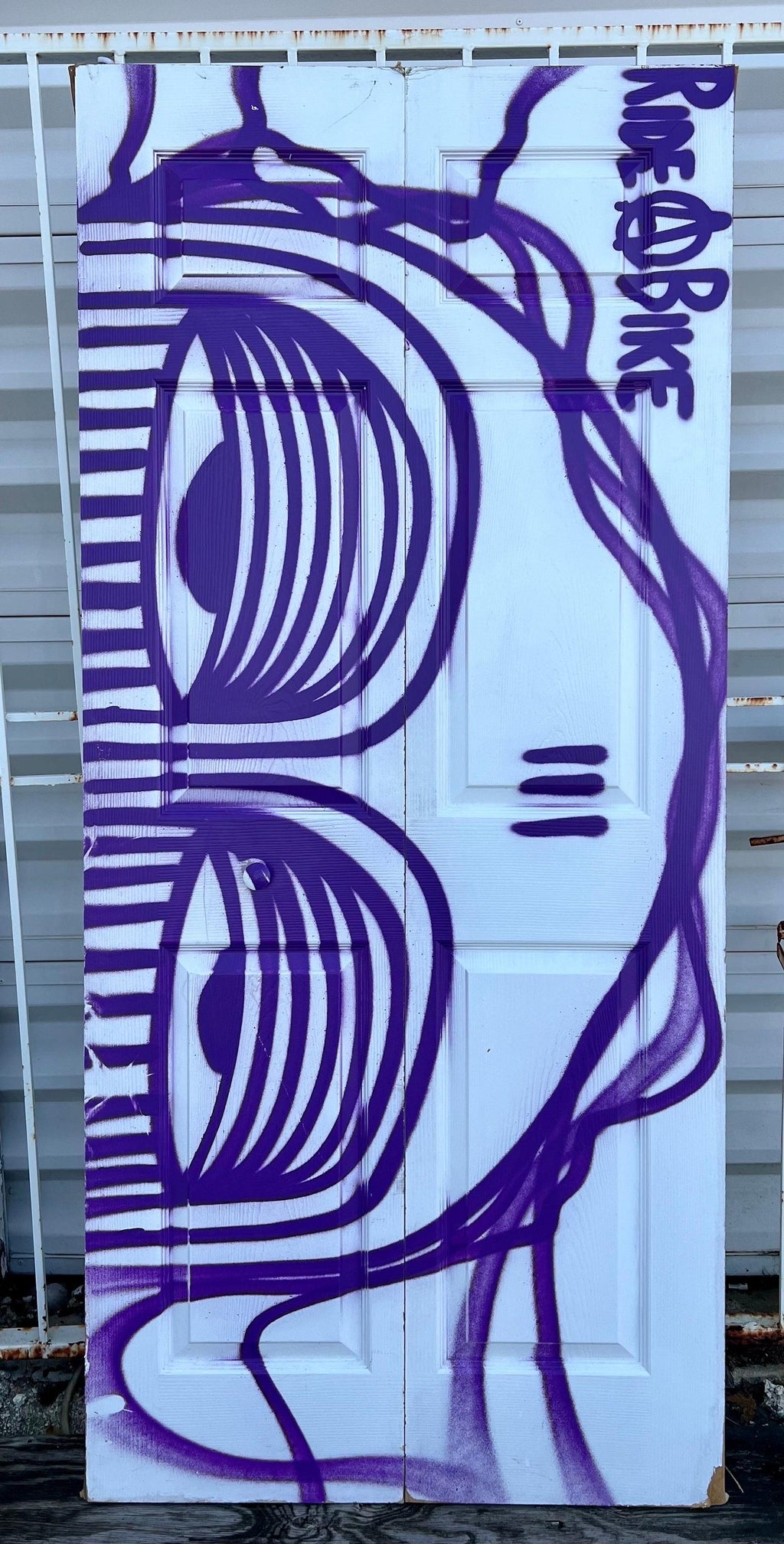 Miami Graffiti Legend Ahol Sniffs Glue Large Spray Painting on Doors Sculpture
