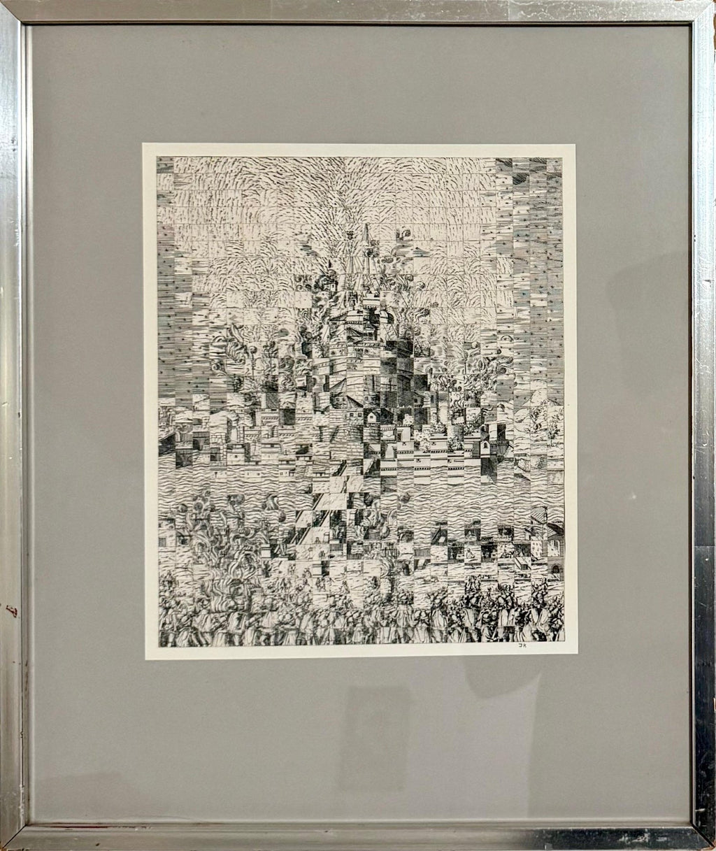 Original Guggenheim Museum Exhibited Jiri Kolar Collage Tower of Babel