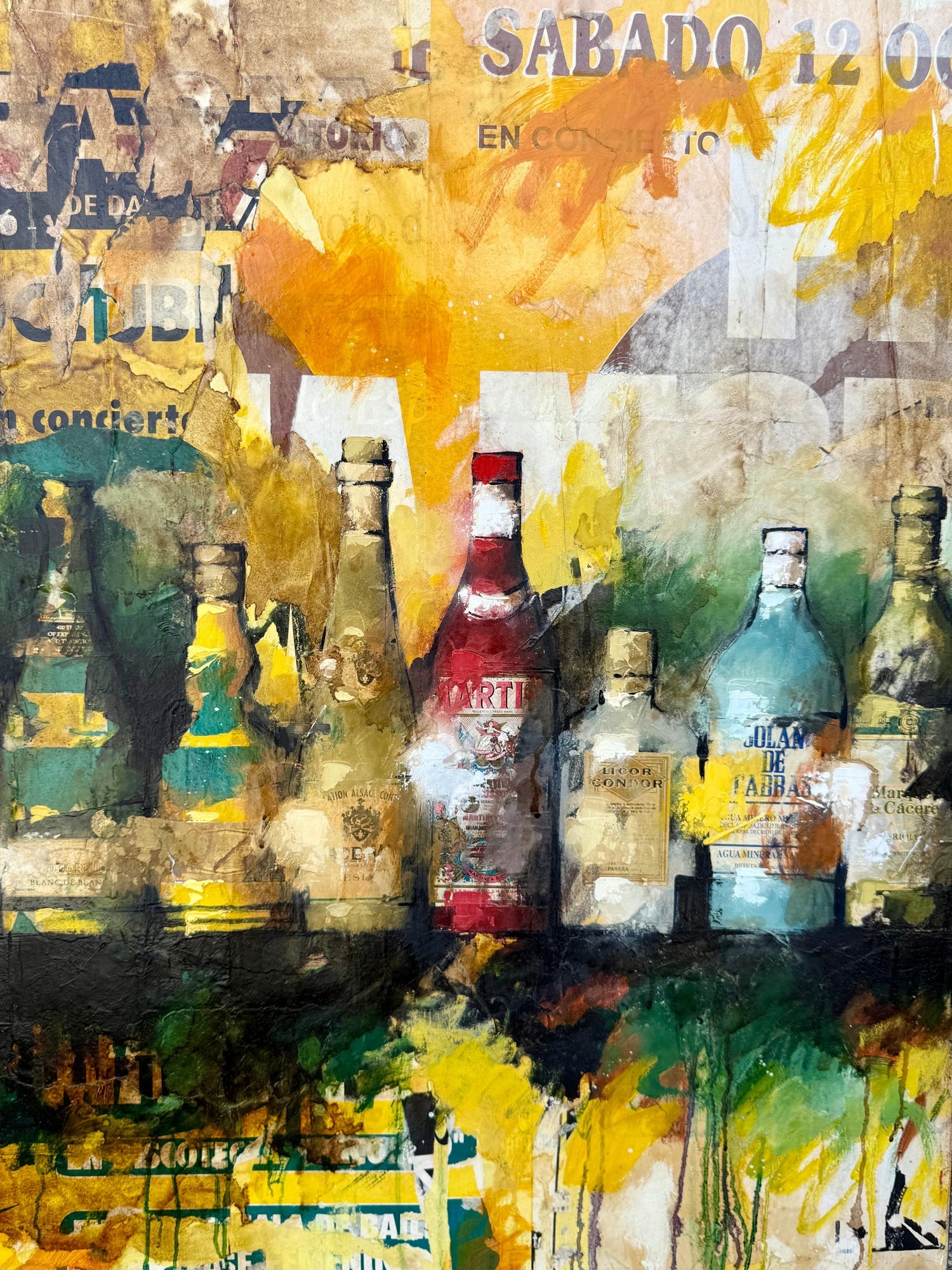 Large Spanish Pop Art Catalan Mixed Media Collage Painting Jordi Prat Pons