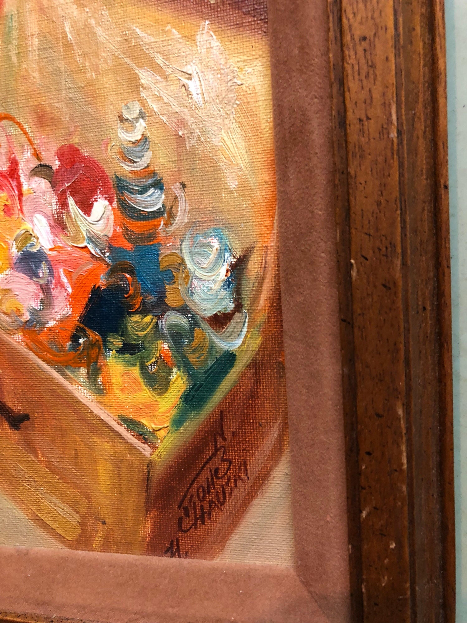 Israeli Oil Painting Modernist Impressionist Candy Man Toy Chest