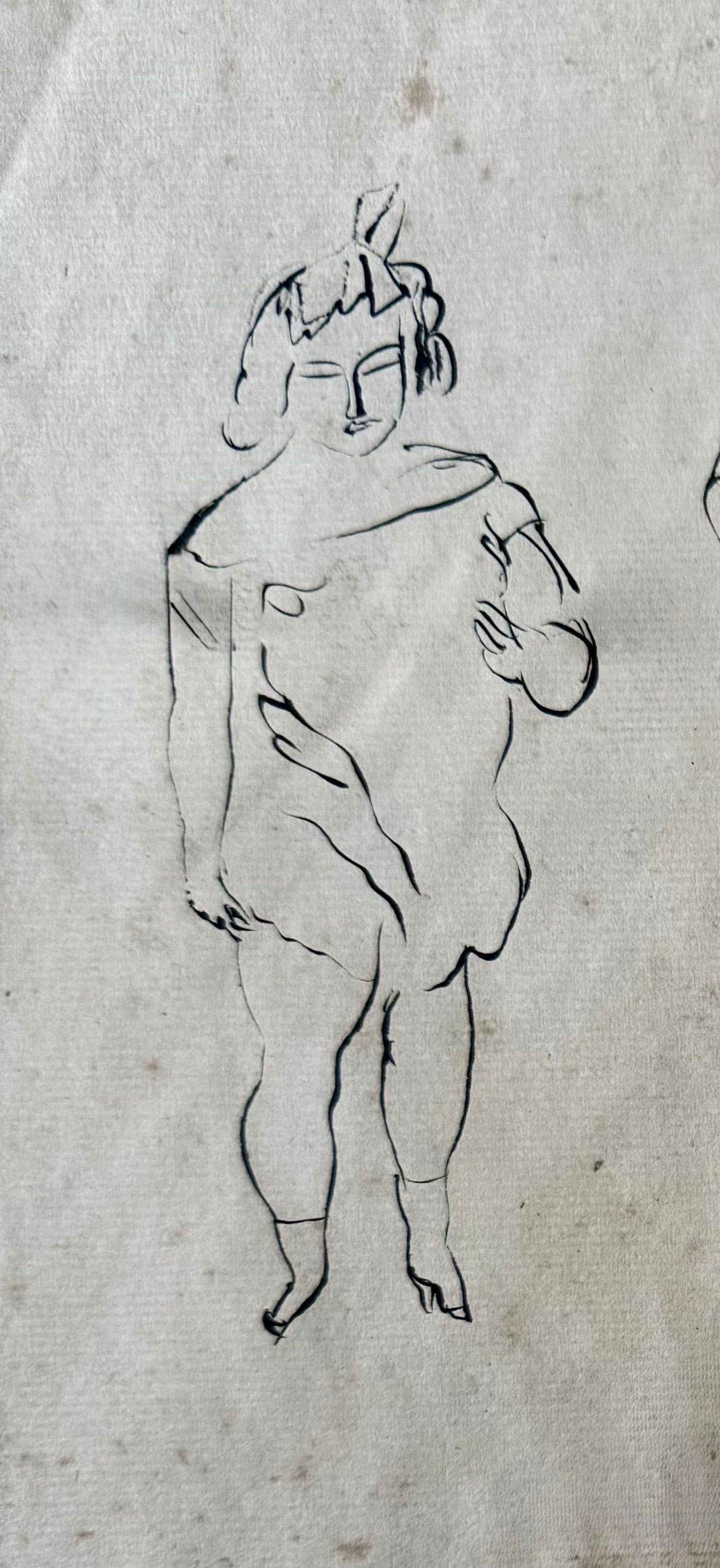 German Expressionist Drawing, Watercolor Painting Jules Pascin Cuba Scene 1910