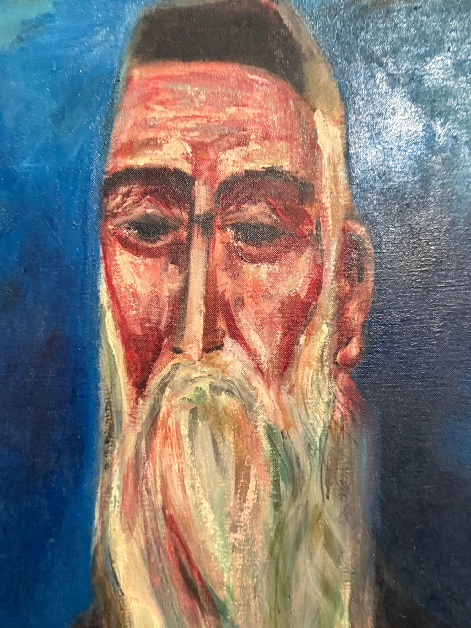 Rare 1946 WWII Judaica Abstract Oil Painting Nahum Tschacbasov WPA Artist Rabbi