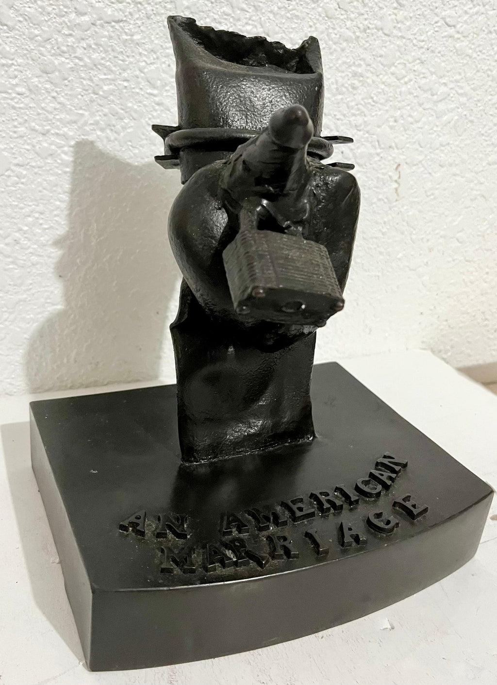 "American Marriage" Painted Bronze Outsider Assemblage Sculpture Signed Marmol