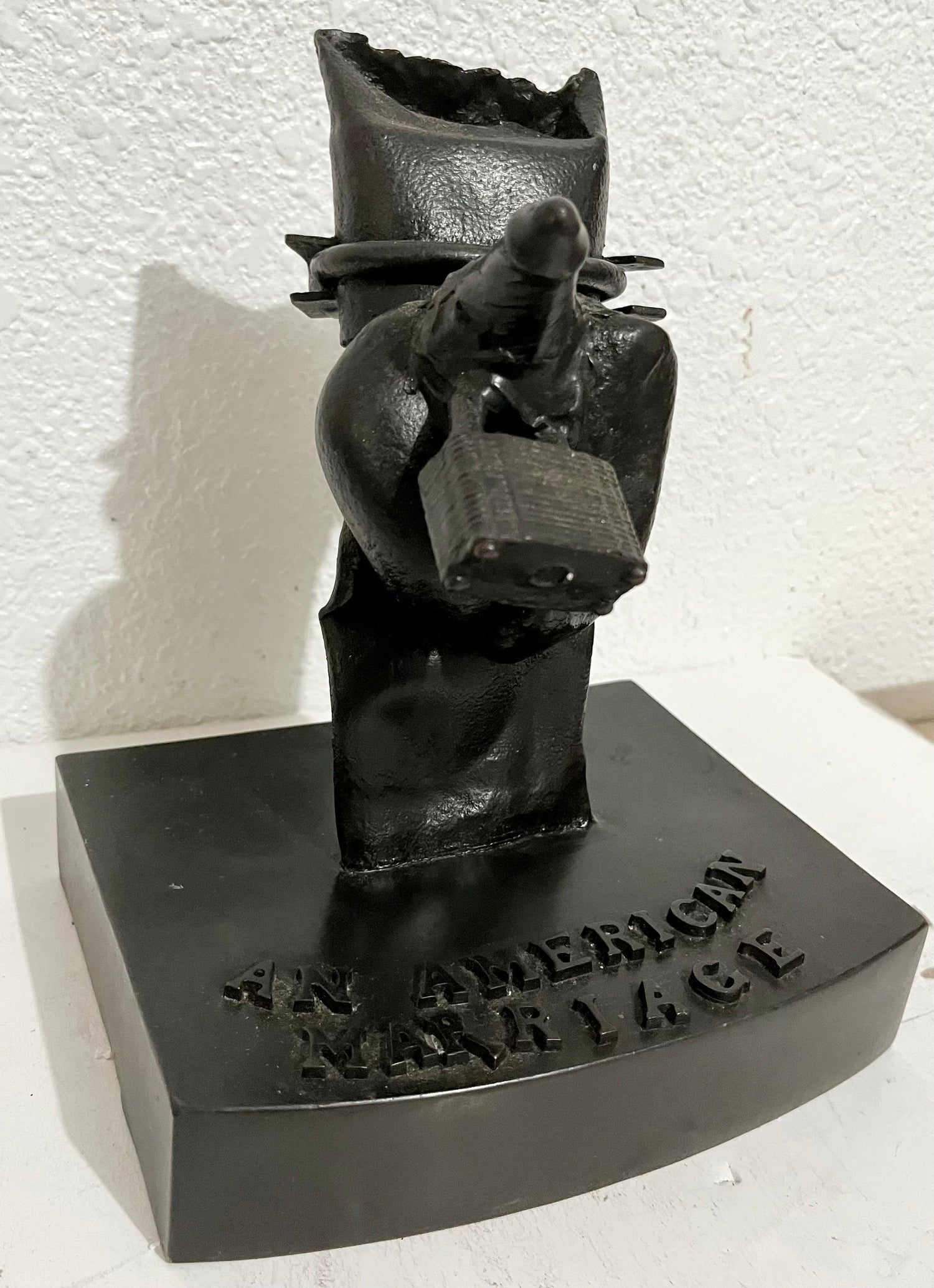 "American Marriage" Painted Bronze Outsider Assemblage Sculpture Signed Marmol