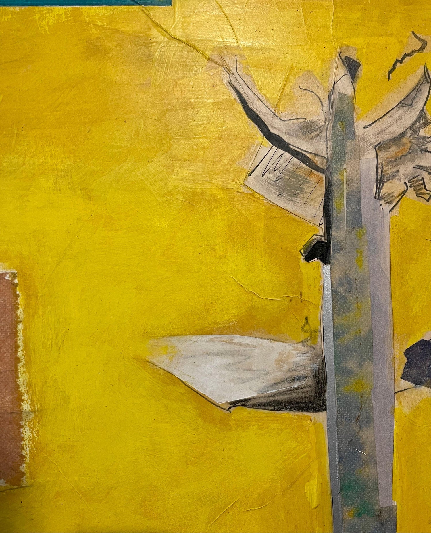 1970 Mod Surrealist Painting Collage David Hare Abstract Landscape Summer Land