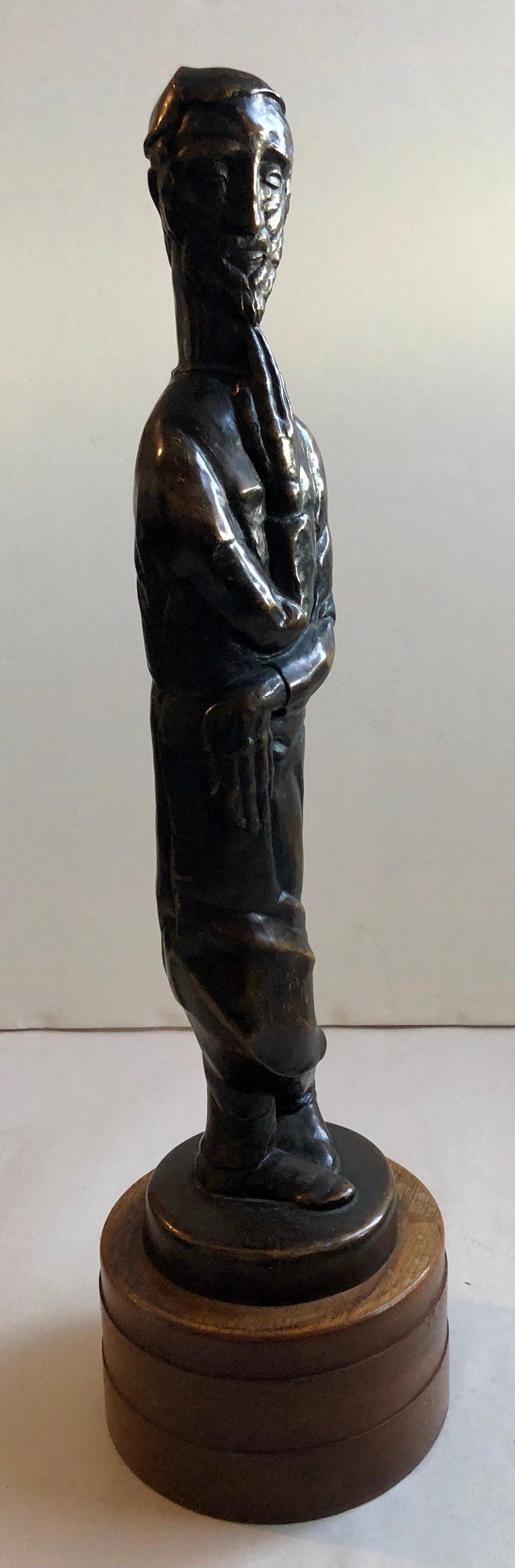 Art Deco Expressionist Bronze Judaica Rabbi Sculpture Los Angeles Modernist