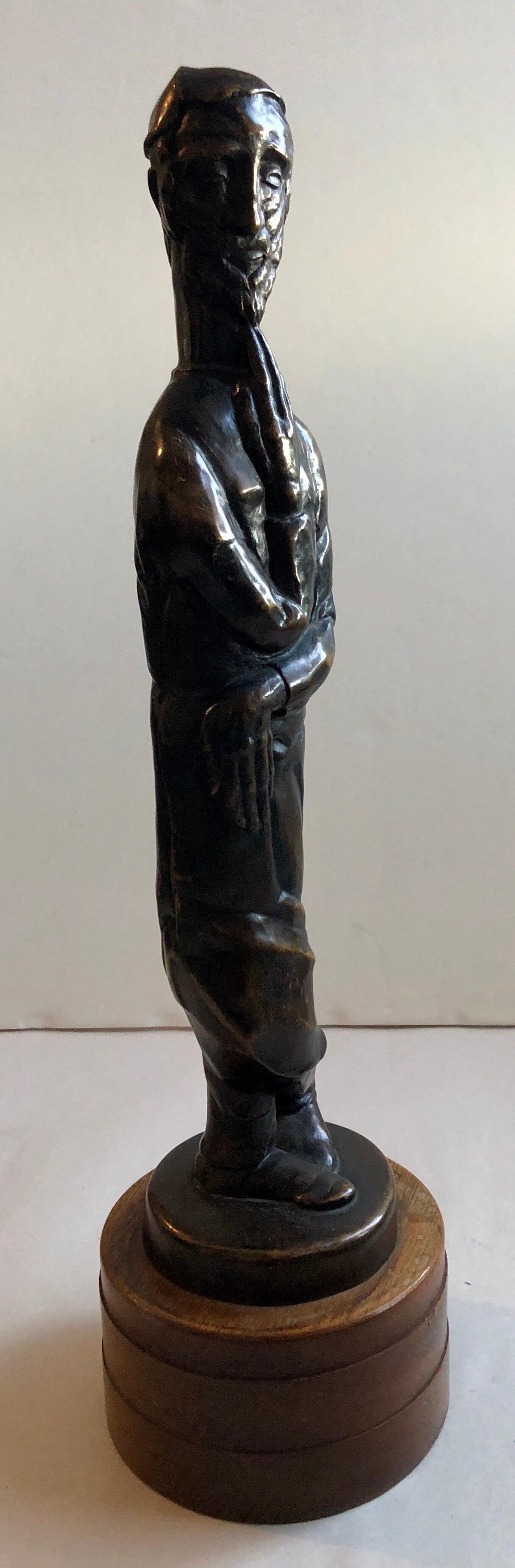 Art Deco Expressionist Bronze Judaica Rabbi Sculpture Los Angeles Modernist