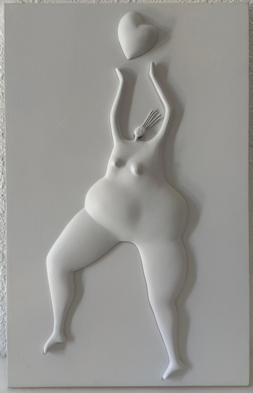 Latin American Master Abigail Varela Sculpture Relief Plaque Woman with Heart