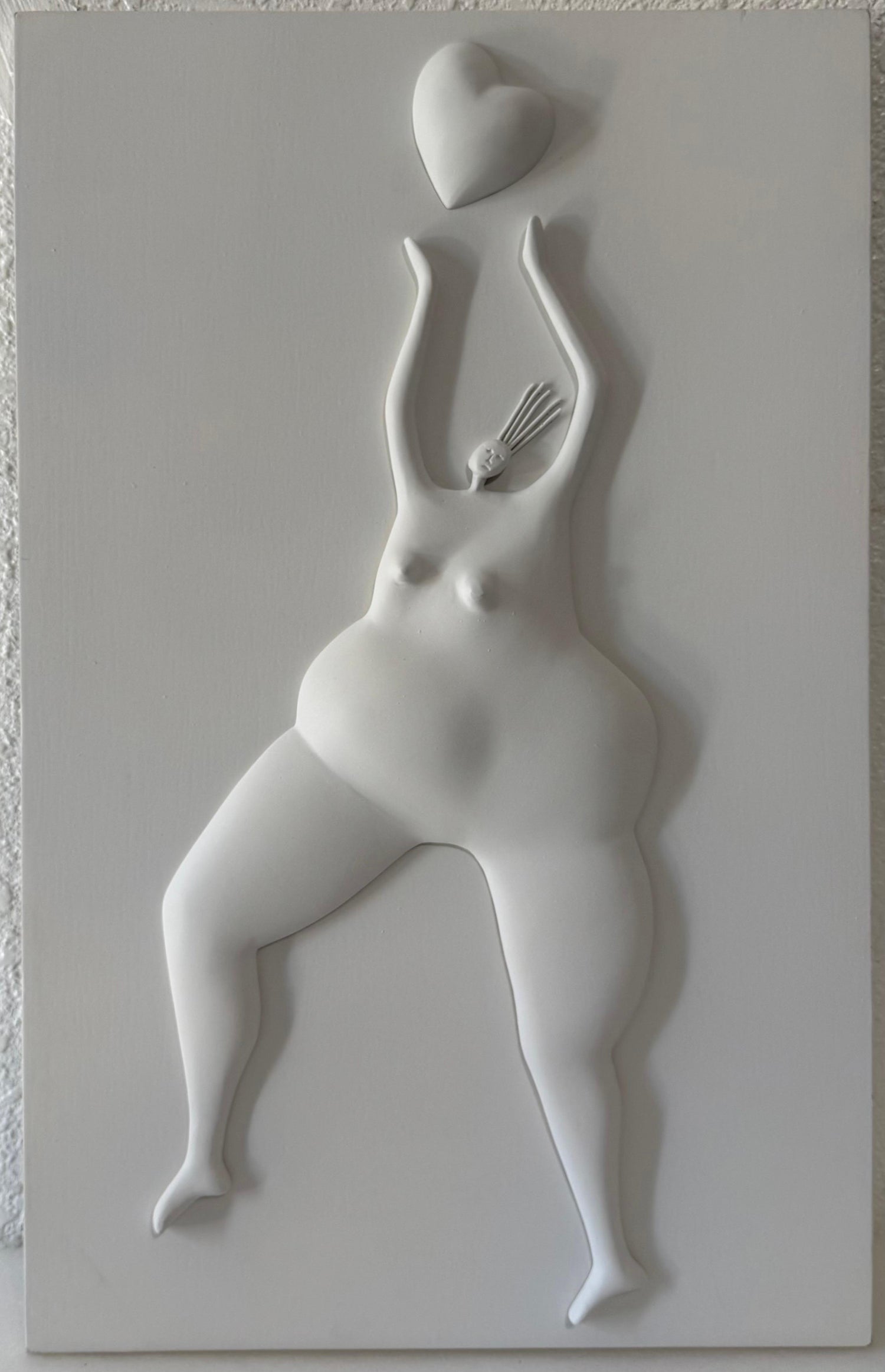 Latin American Master Abigail Varela Sculpture Relief Plaque Woman with Heart