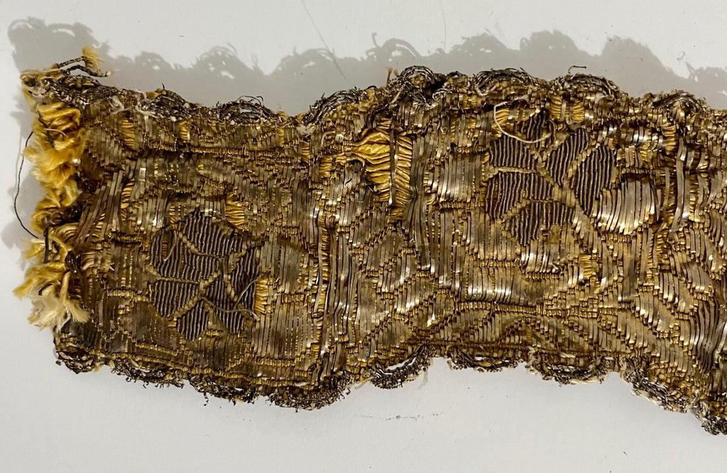 Rare Jewish Pre War Woven Gold Textile Embroidered Antique Judaica Tallit Atara