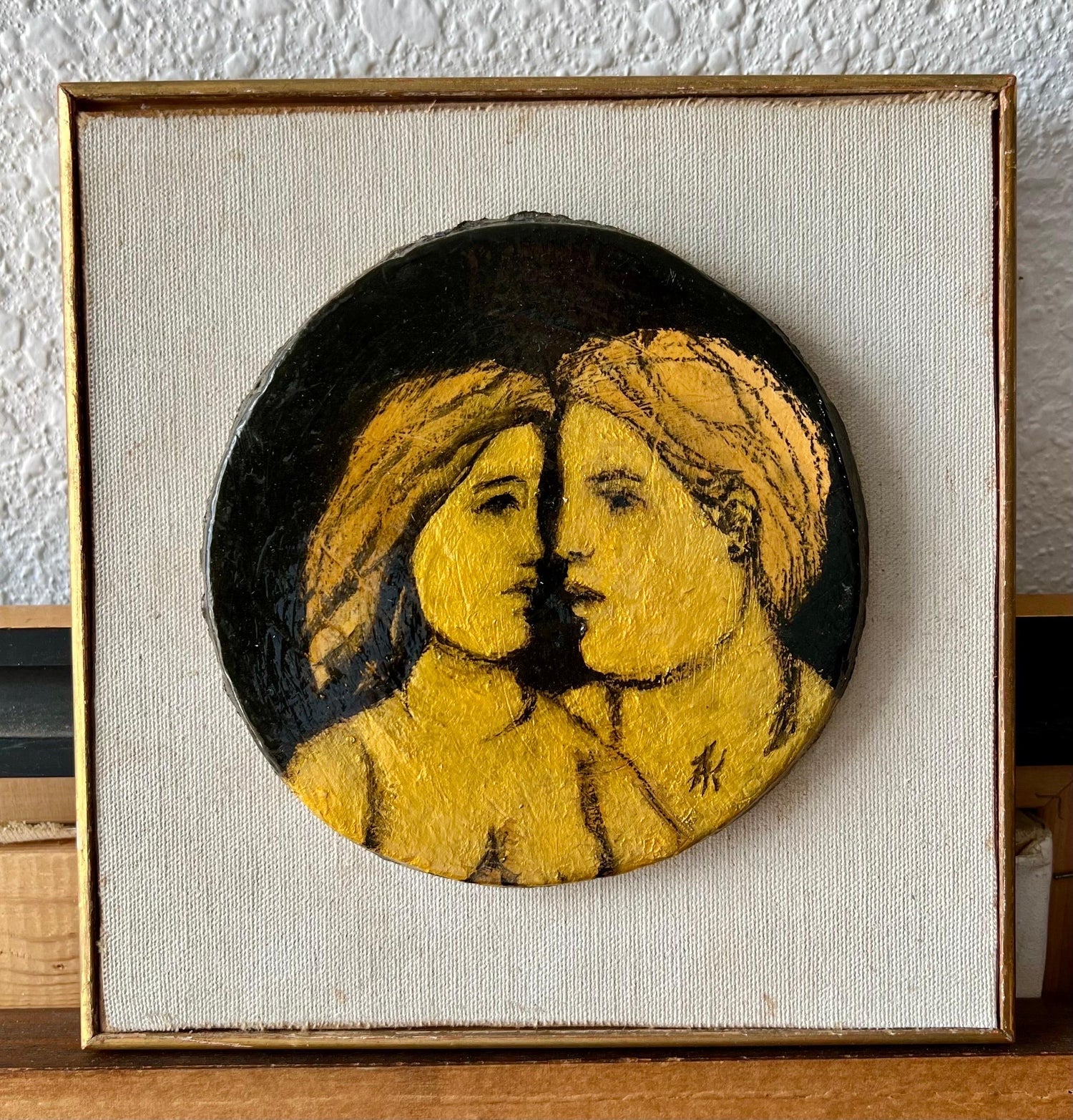 Glazed Ceramic Sculpture Plaque WPA Artist NYC Frank Kleinholz Couple of Lovers