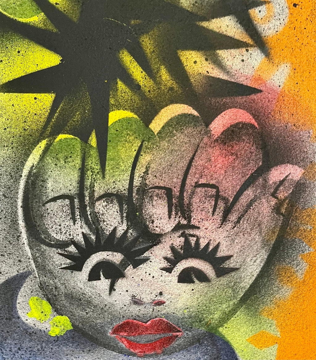 Surrealist Spray Paint Painting Mixed Media Rosie Palm Mason Rader Pop Art