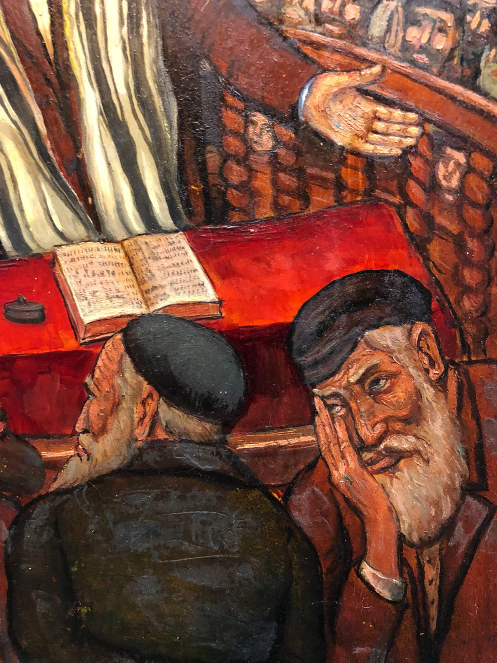 Preacher Rabbi Der Maggid Judaica Oil Painting WPA Jewish artist Maurice Kish