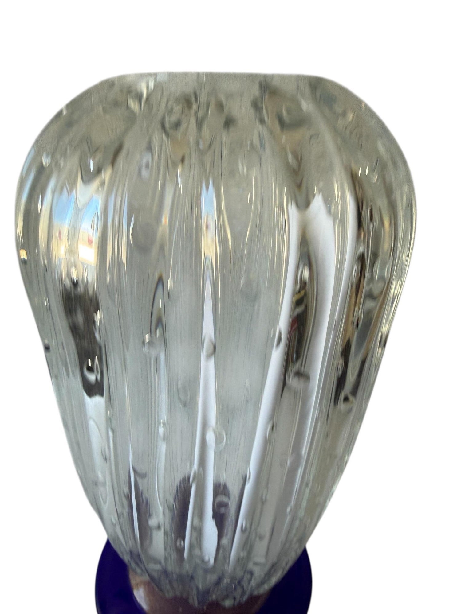 Seguso Murano Italian Art Glass Cobalt Gold Aventurine Footed Vase Sculpture