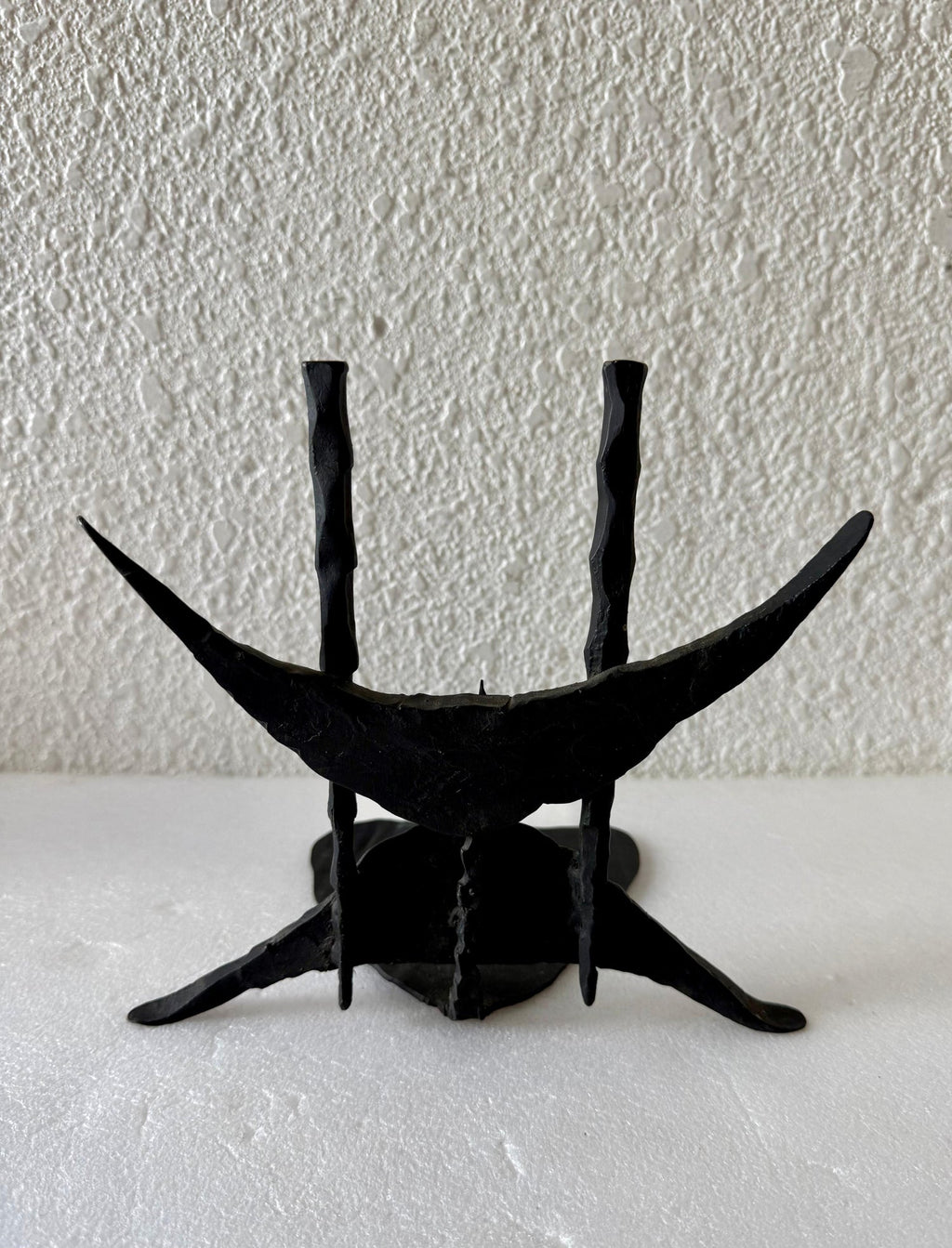 Modernist Brutalist Hand Forged Iron Bookends Sculpture Israeli David Palombo