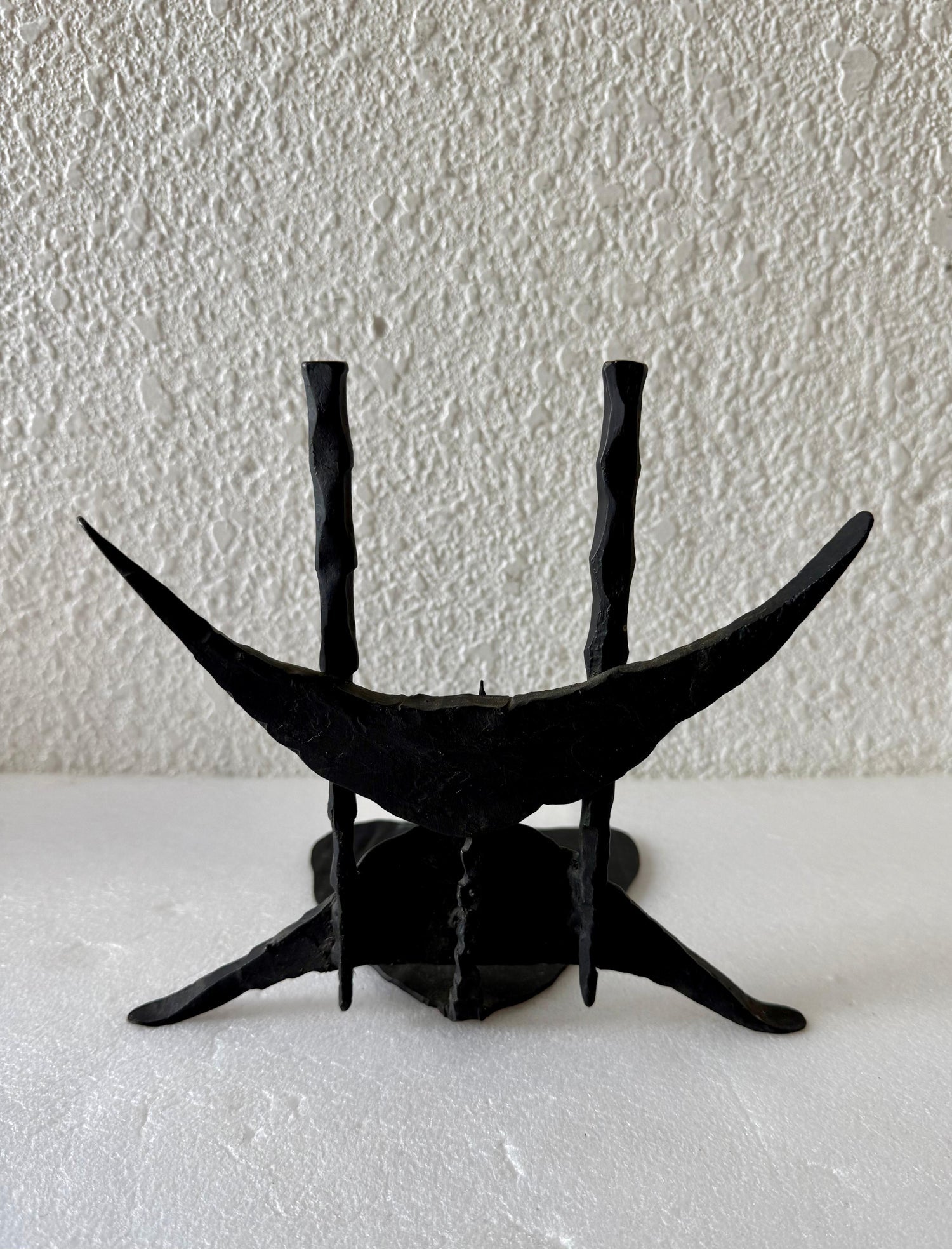 Modernist Brutalist Hand Forged Iron Bookends Sculpture Israeli David Palombo