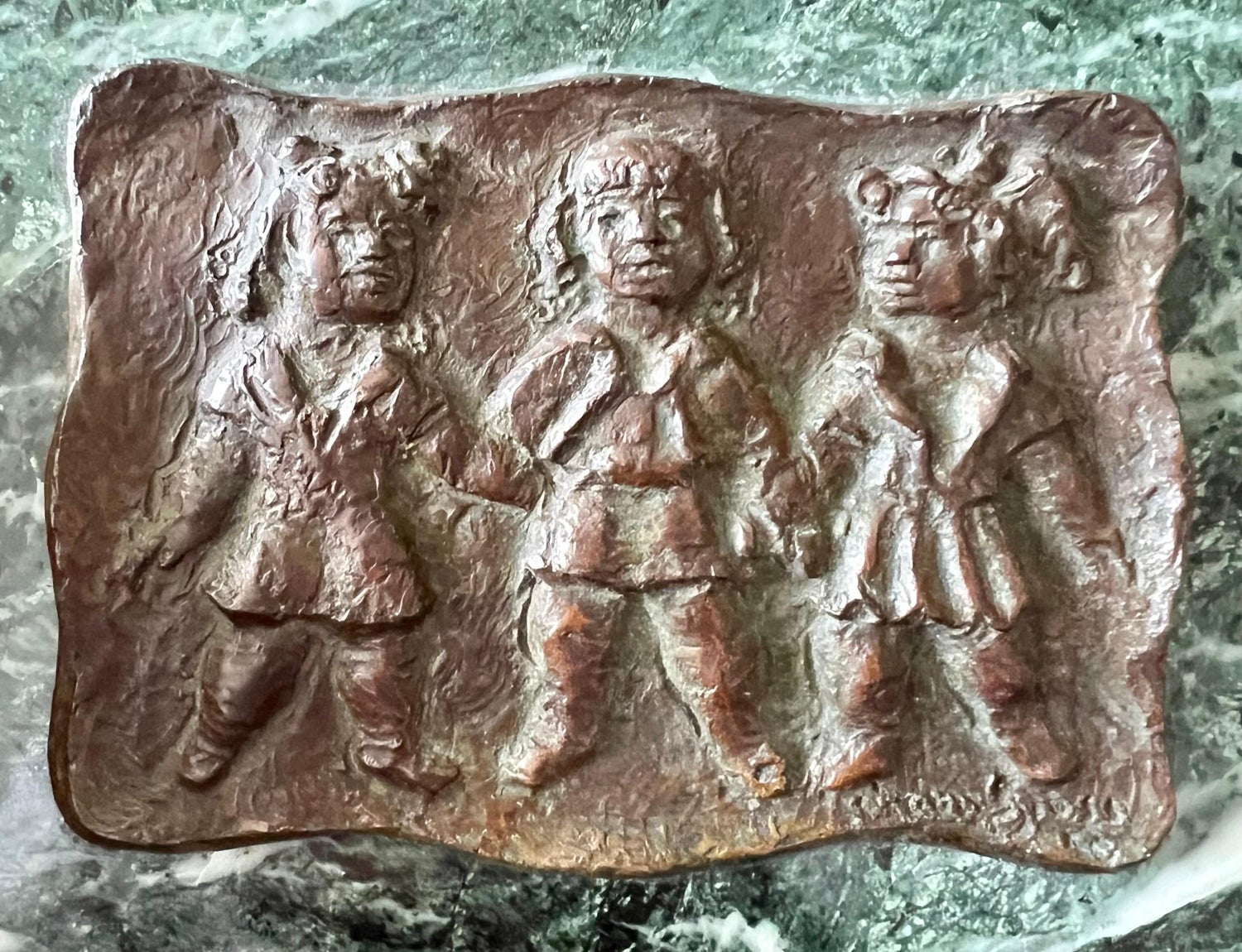 Three Girls Bronze Relief Sculpture Plaque Chaim Gross Modernist WPA Era Artist
