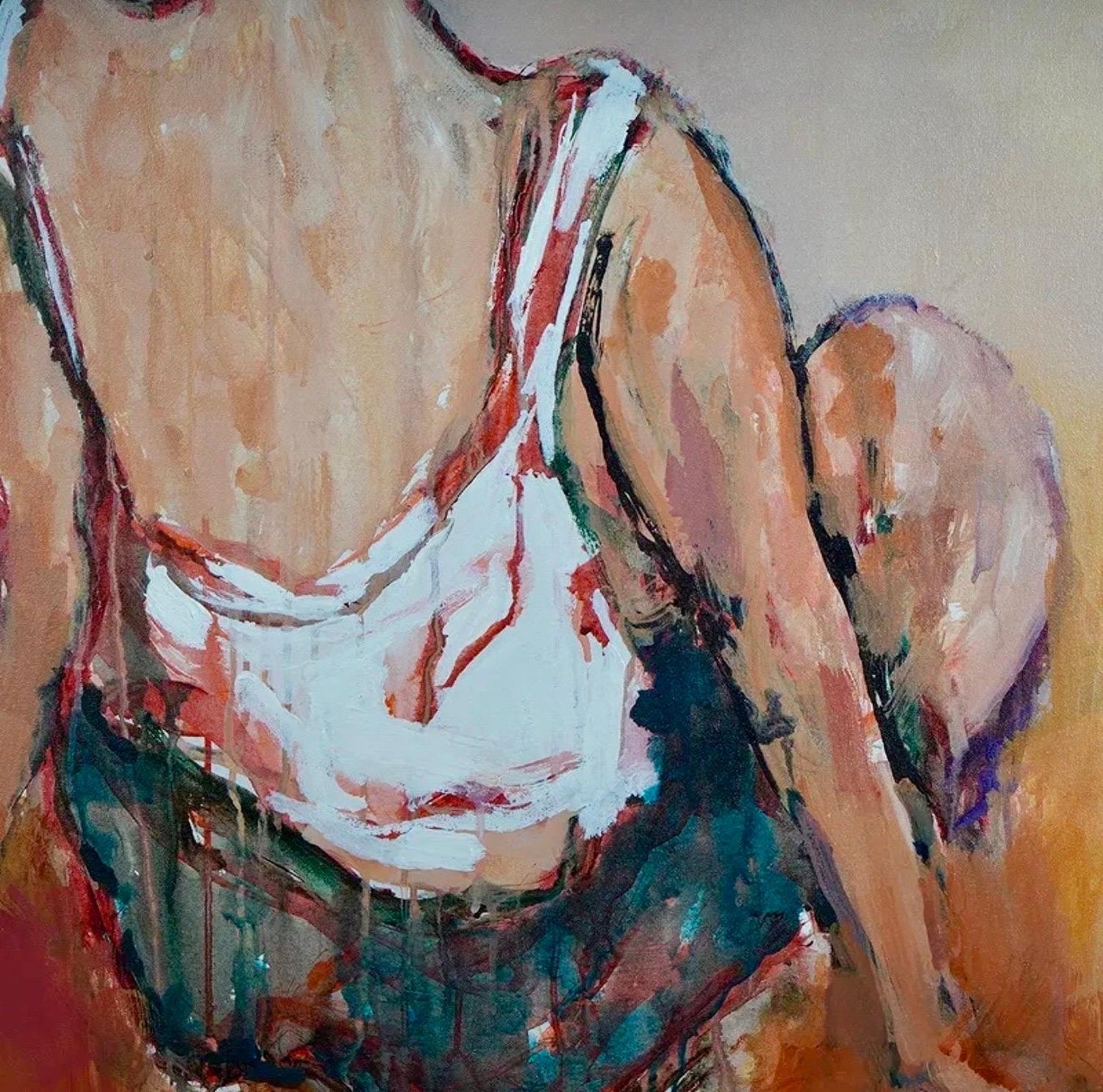 Large Post Impressionist Fauvist Art French Oil Painting Dancer Urbain Huchet