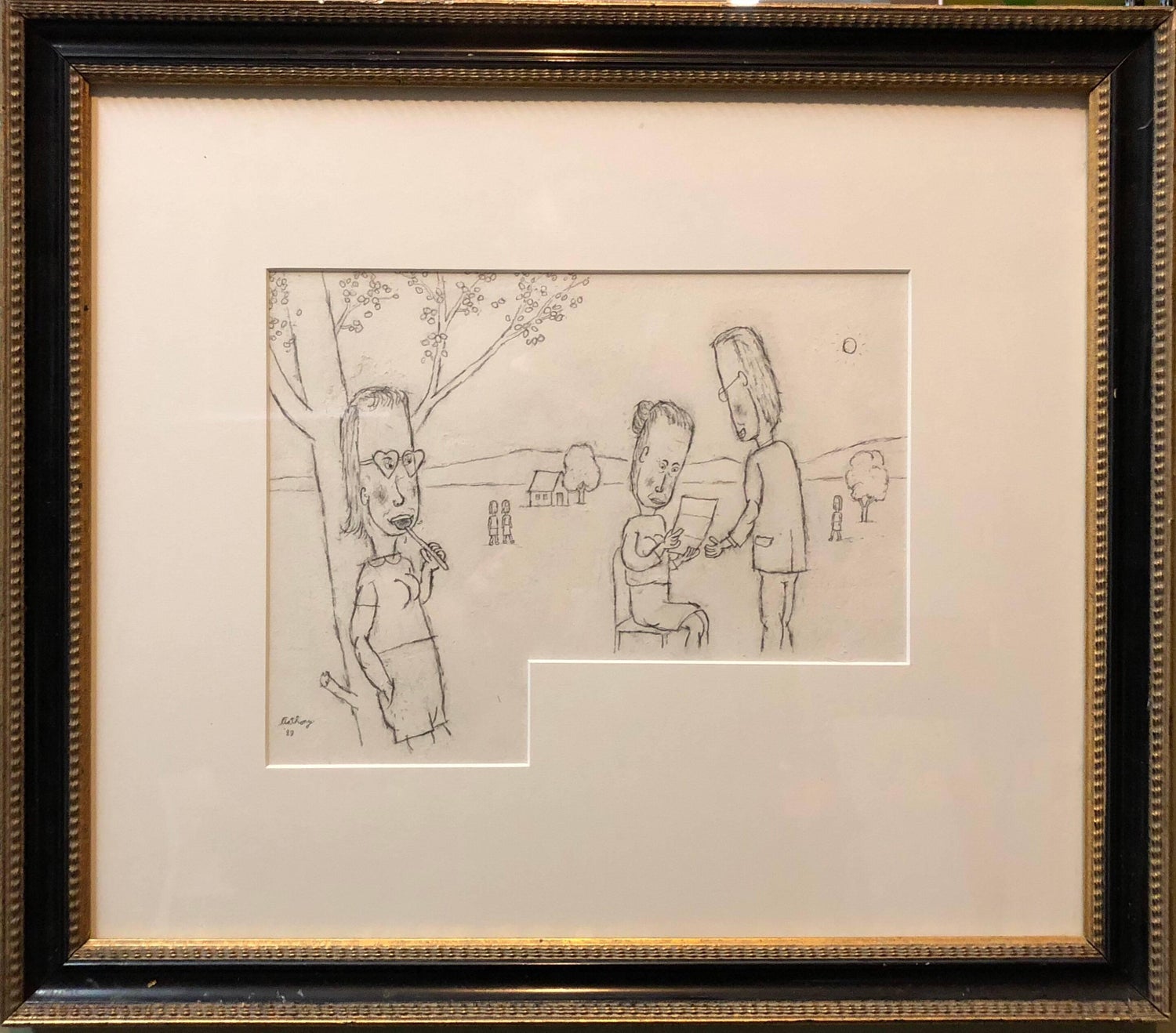 William Anthony Caricature Drawing Woman with Lollipop