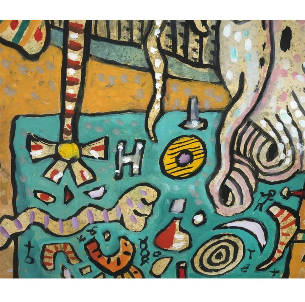 Vibrant Alan Davie Scottish Colorful Surrealist British Pop Art Village Painting