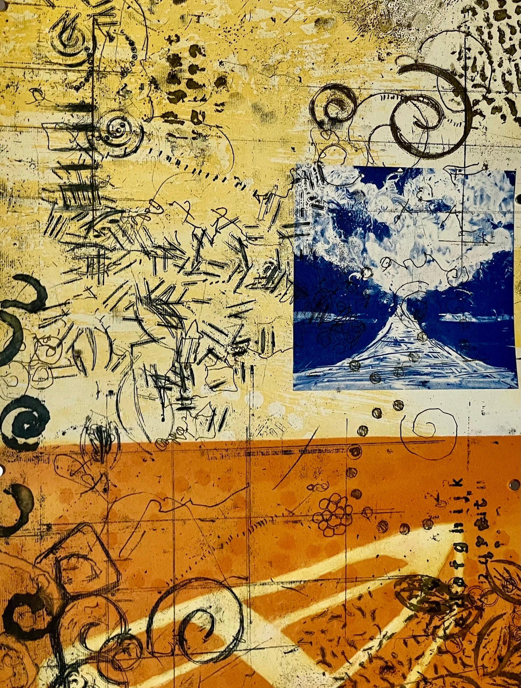 Abstract Drypoint Etching Cheryl Warrick African American Woman Artist