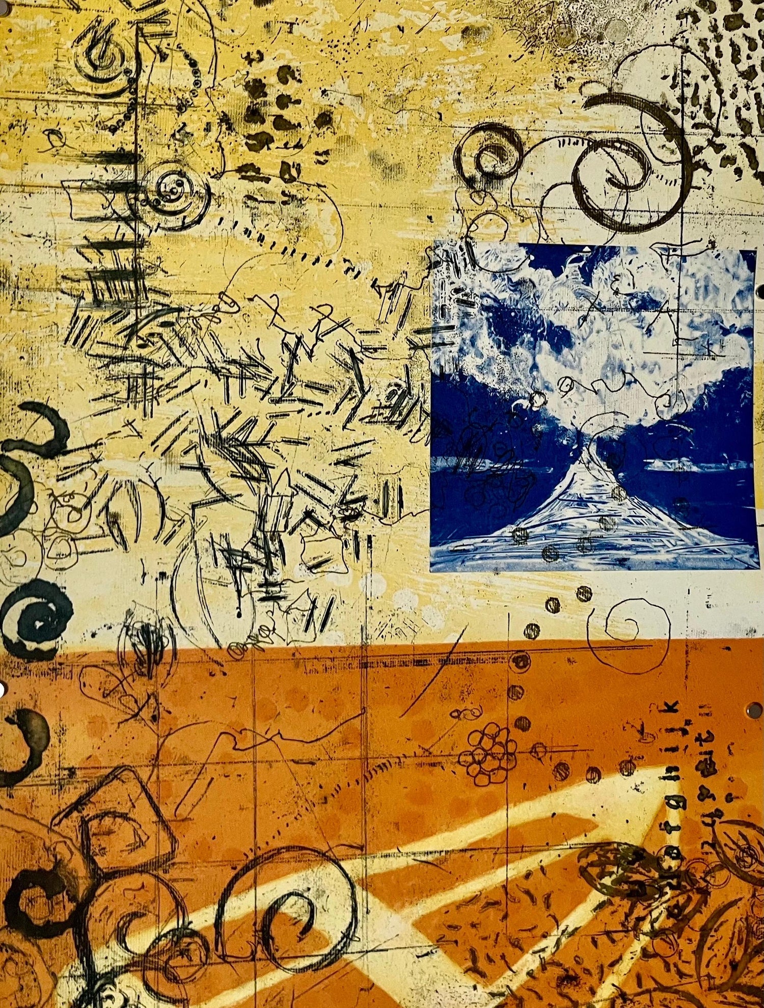 Abstract Drypoint Etching Cheryl Warrick African American Woman Artist