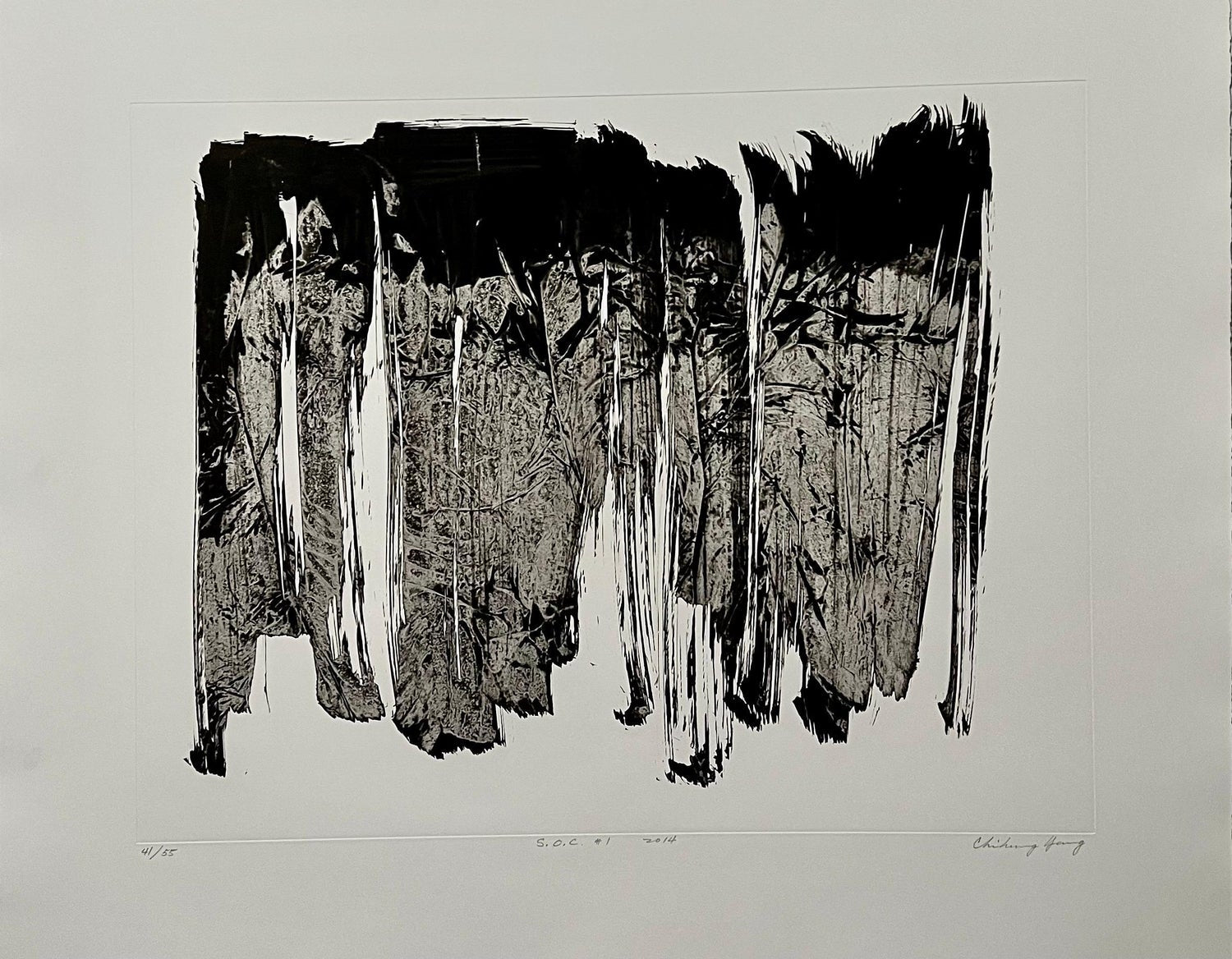 Chinese Abstract Modernist Signed Lithograph Hong Kong Modern Art