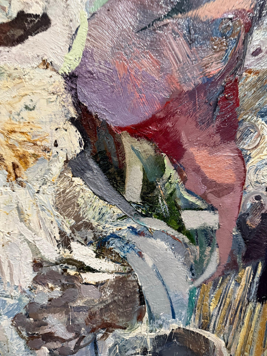Large Figural Abstract Oil Painting Collage LA California Artist Peter Liashkov