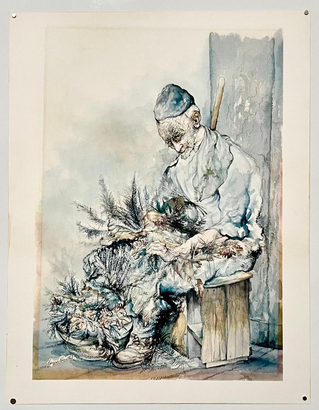 Old Jewish Lower East Side NYC Chicken Plucking Seymour Rosenthal Lithograph