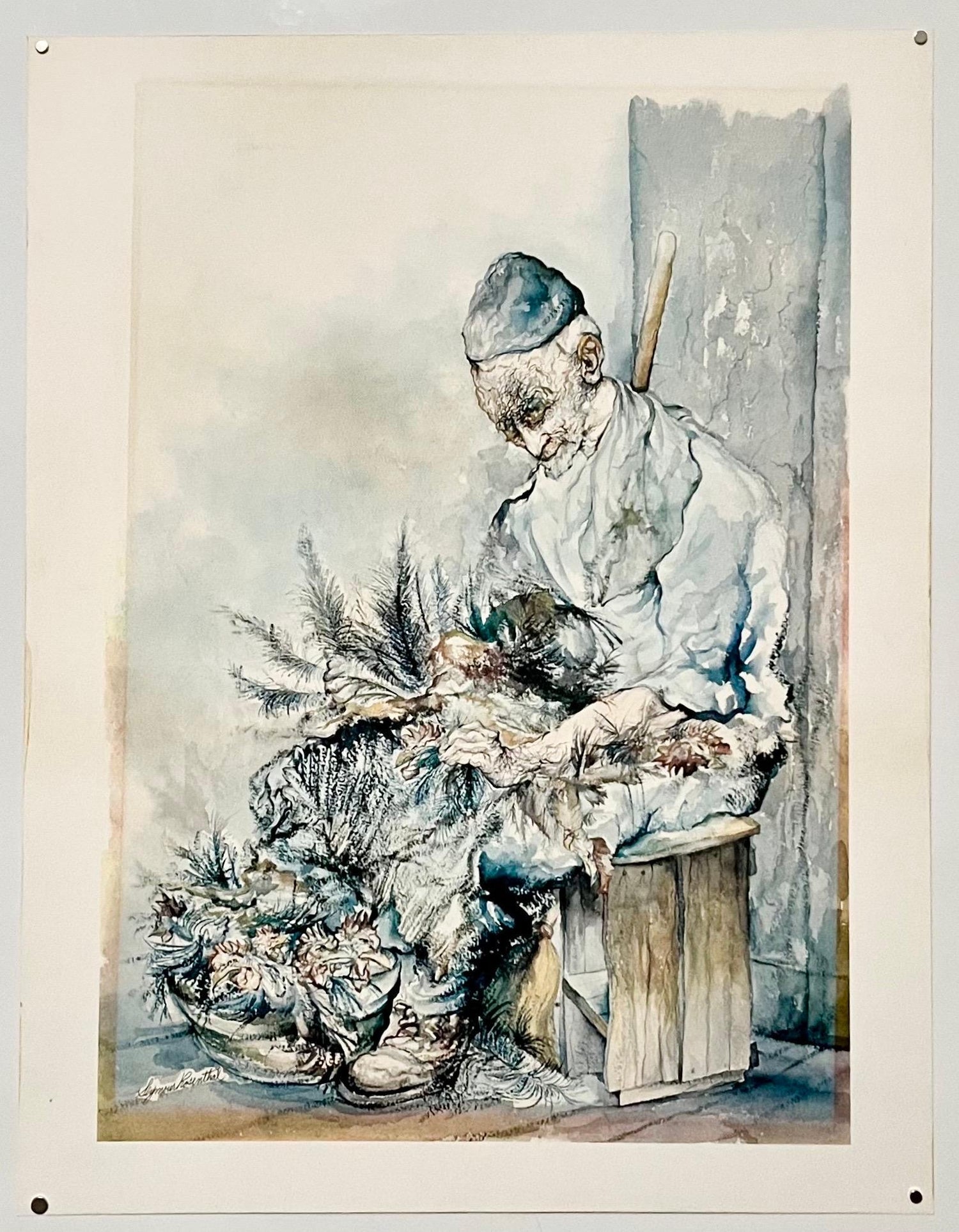 Old Jewish Lower East Side NYC Chicken Plucking Seymour Rosenthal Lithograph
