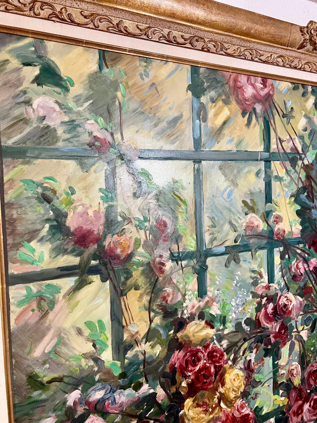 Large Post Impressionist Oil Painting Jean Chaleye, Rose Bouquet Findlay Gallery