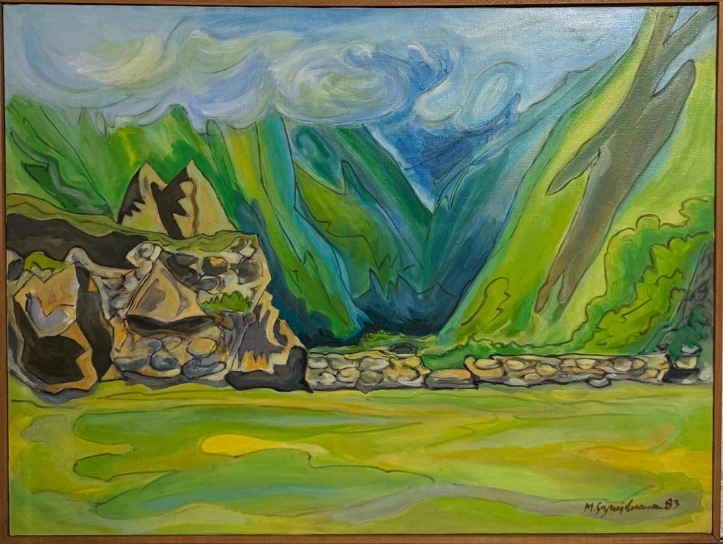 Large Venezuelan Modernist Abstract Oil Painting Machu Picchu Marius Sznajderman