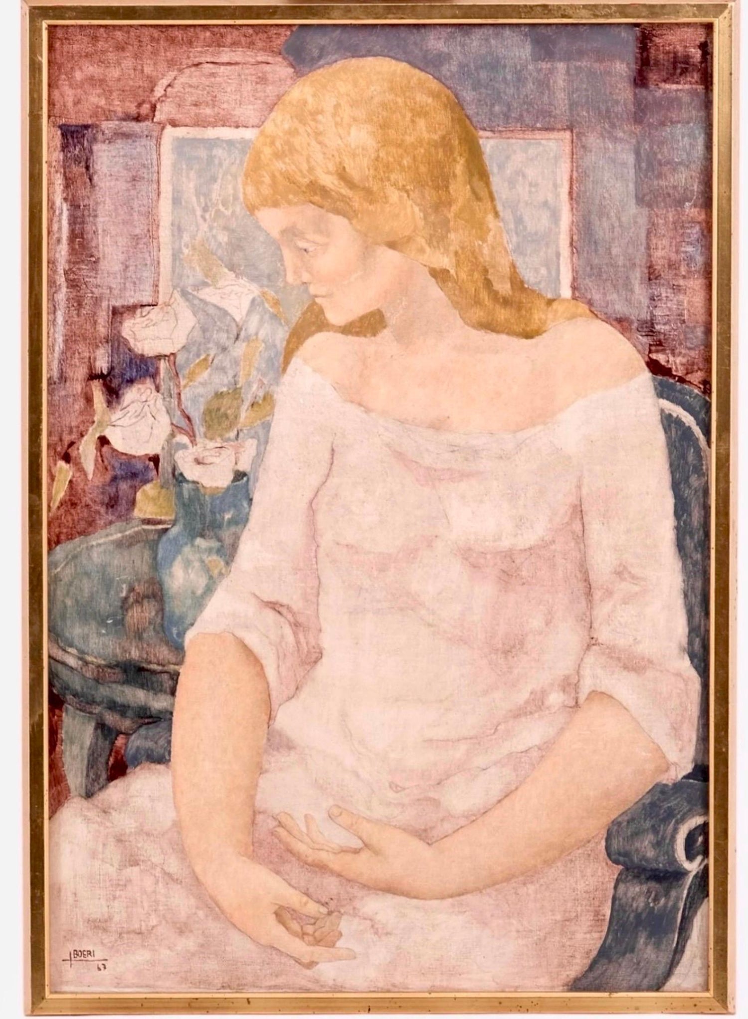 Large French Naive Oil Painting Jacques Boeri Fauvist Color Surrealist Fantasy