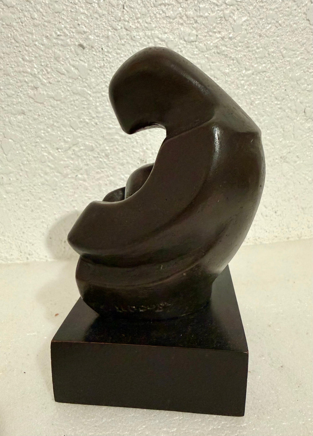 Modernist Israeli Bronze Sculpture Abstract Mother & Child Zvi Yehuda Aldouby