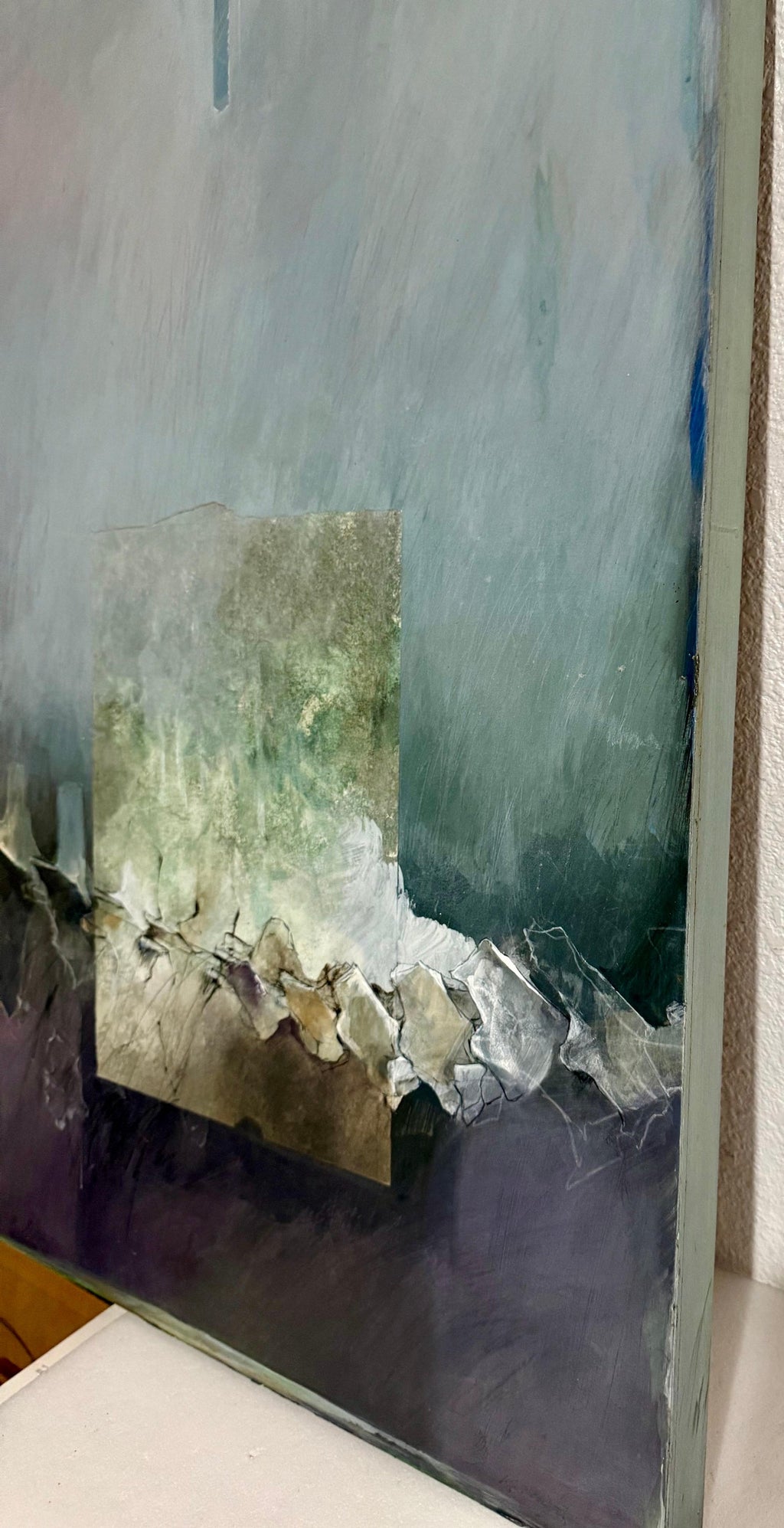 Mixed Media Asian Abstract Collage Painting Katherine Chang Liu Chinese American