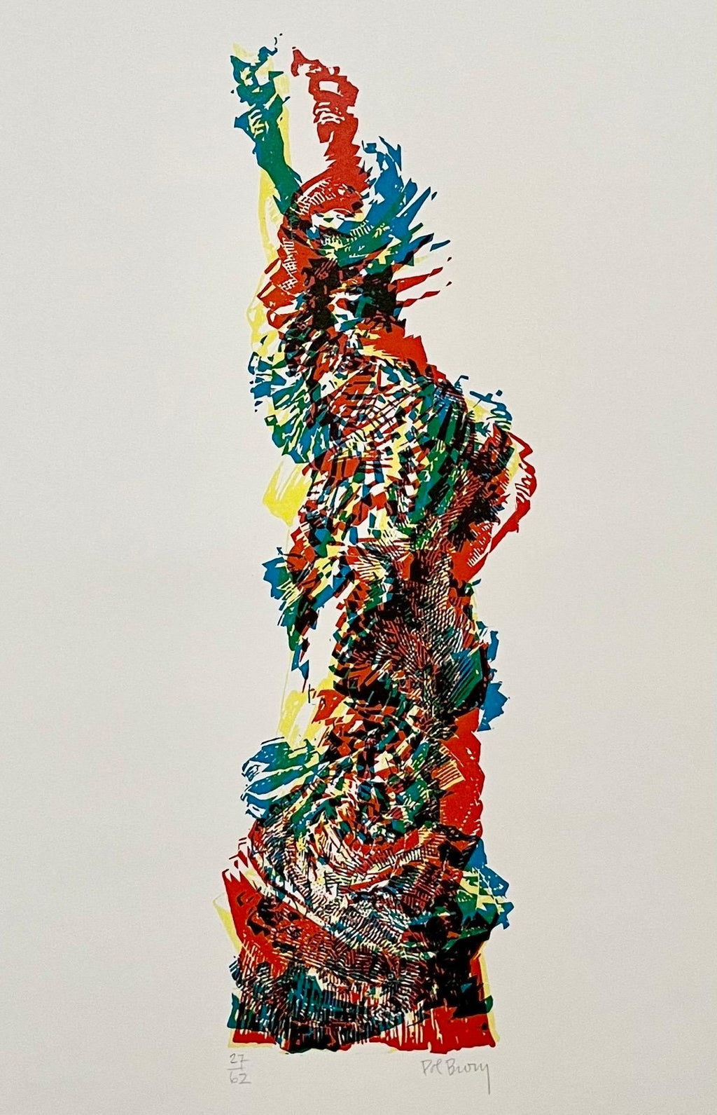 Architecture Kinetic Statue of Liberty Op Art Screen Print Lithograph Pol Bury