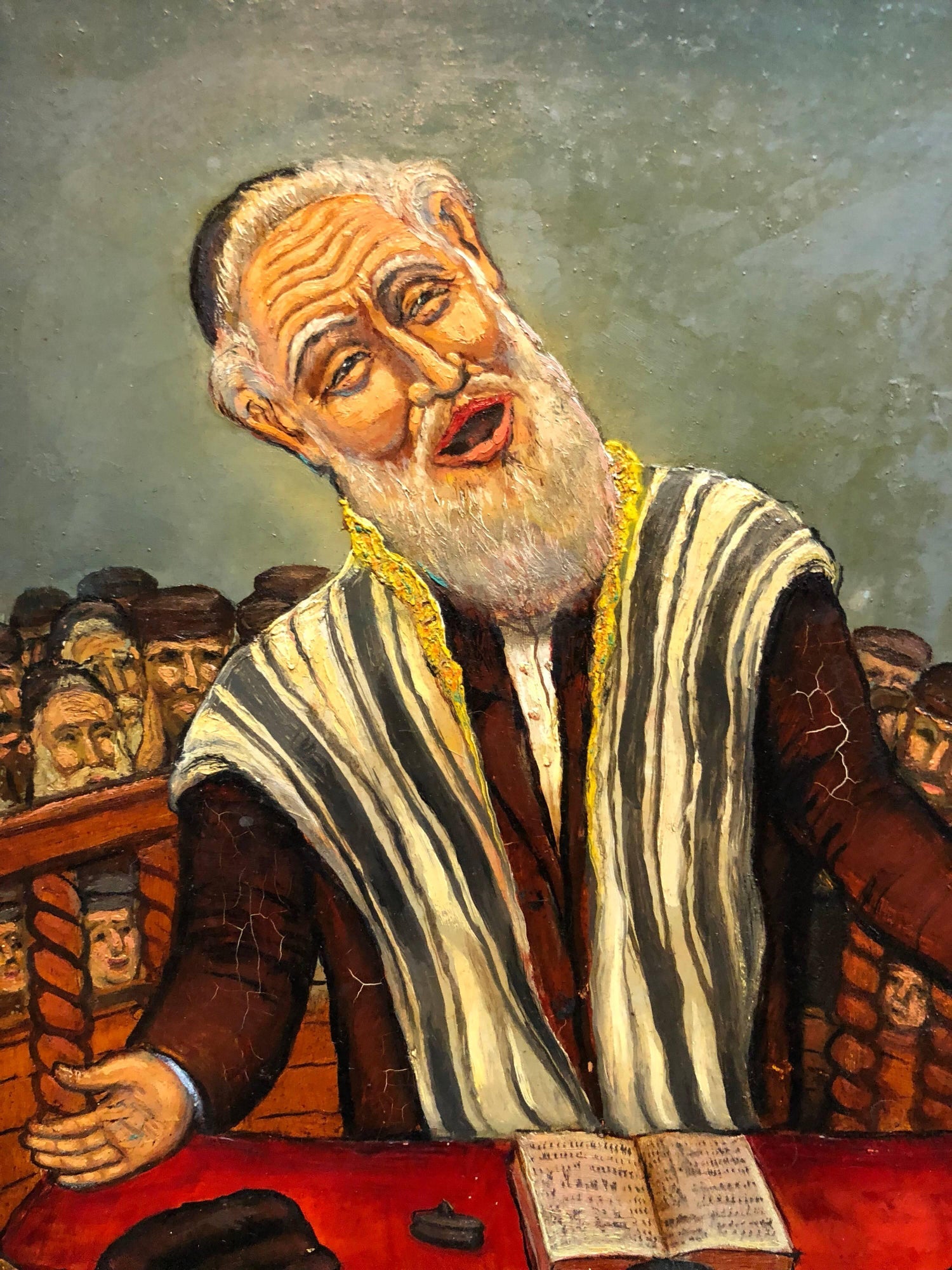 Preacher Rabbi Der Maggid Judaica Oil Painting WPA Jewish artist Maurice Kish