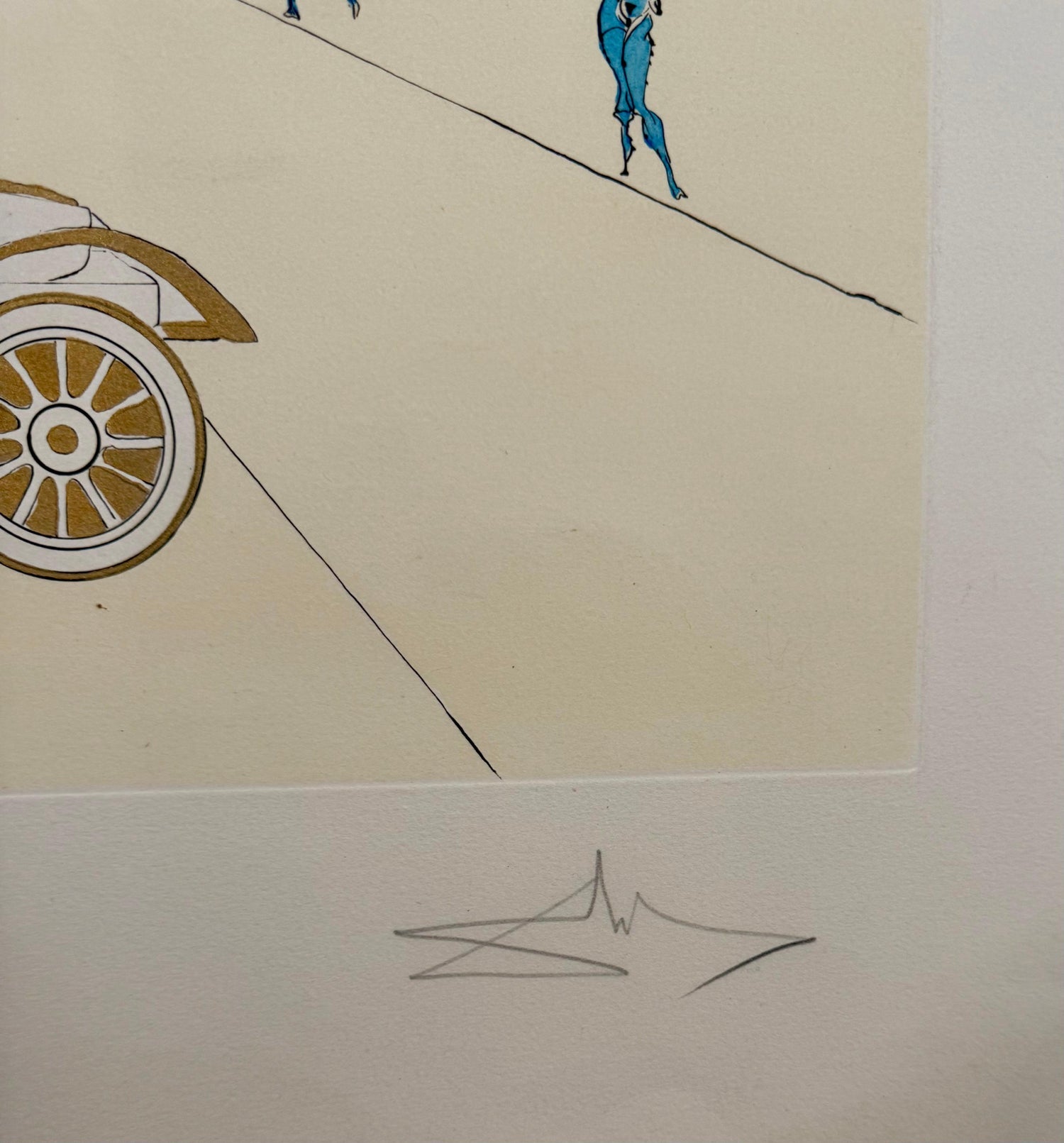 Salvador Dali Surrealist Etching Engraving Pochoir L'Automobile Da Vinci Hommage
