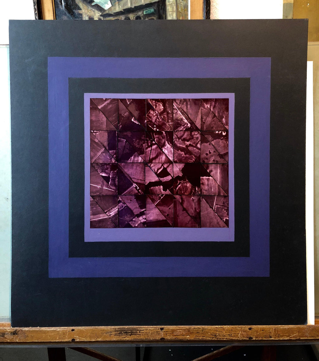 Mauve Earth Shine Photo Mosaic Collage Photograph, Female Aviator Feminist Art